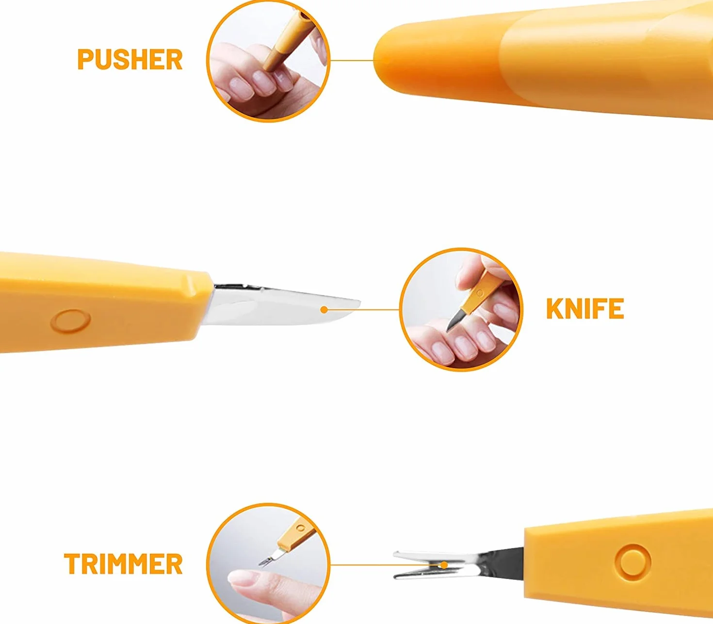 Tenartis Strumento Manicure 3 in 1: Spingi Cuticole, Tagliacuticole, Pulisciunghie con Punta in Acciaio Inox