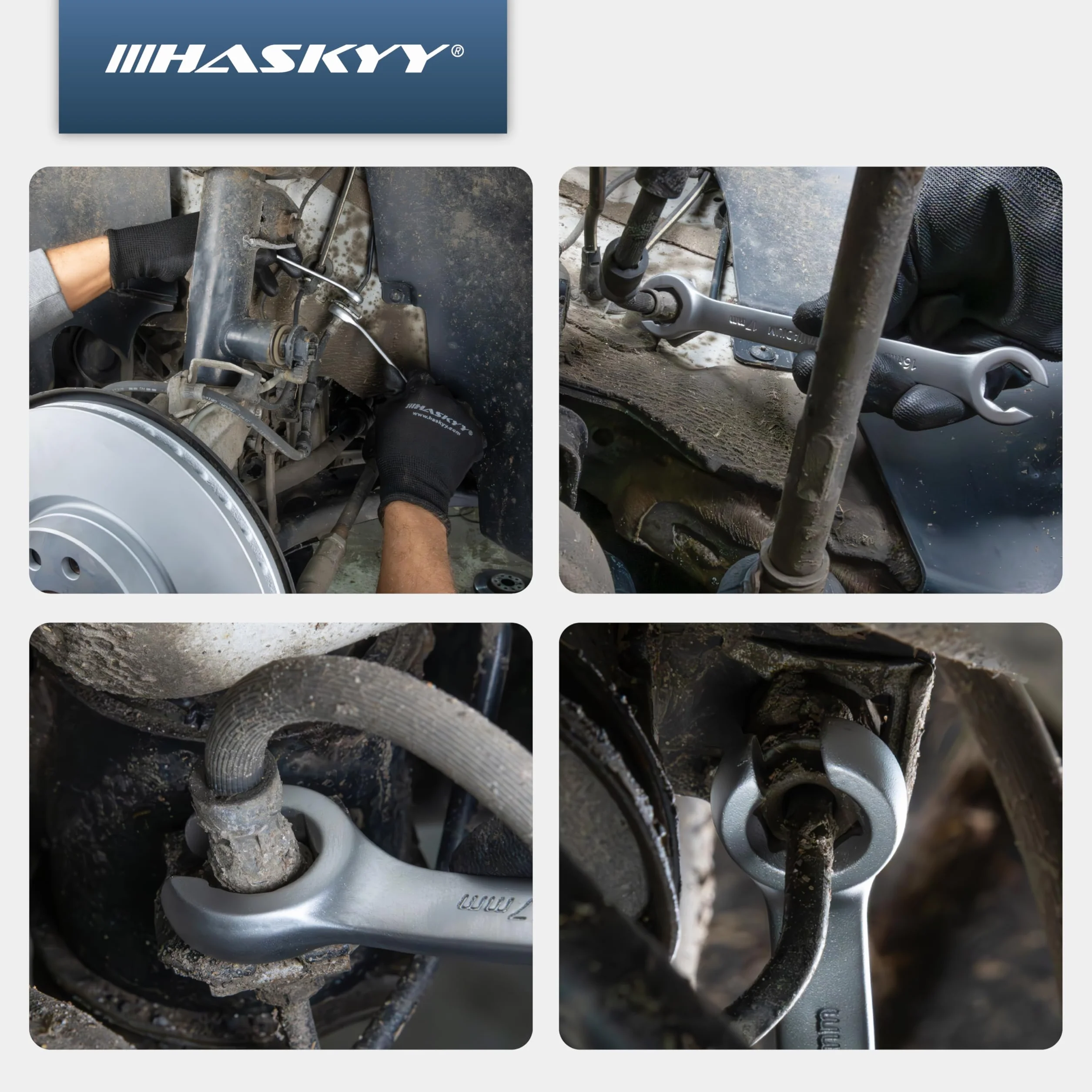 HASKYY 6 chiavi per tubazioni del freno 8-19mm set chiave ad anello aperta
