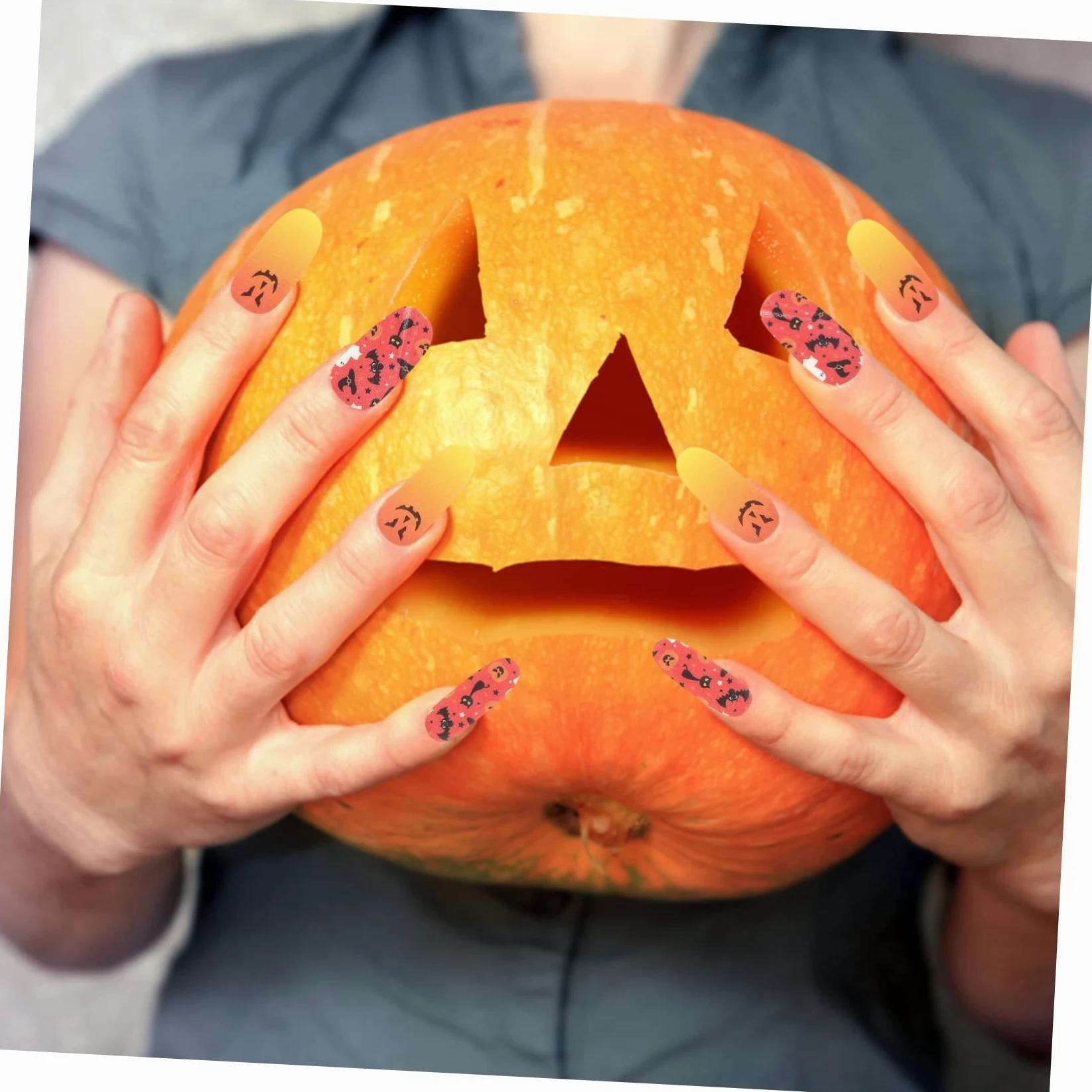 Healeved 30fogli Adesivi Per Unghie Halloween Stickers Per Nail Zucche Decorazioni Facili Applicare Per e Costumi