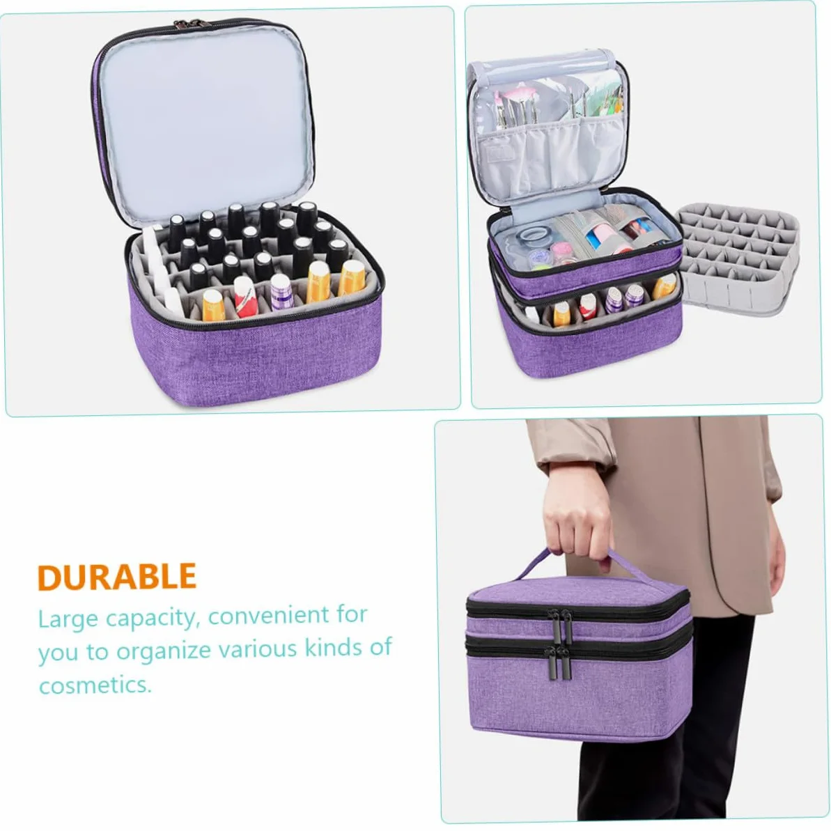 Homoyoyo Valigetta per Smalto Doppio Strato Custodia per Oli Essenziali Borsa Portaoggetti Portatile e Resistente per Trucco e Viaggi