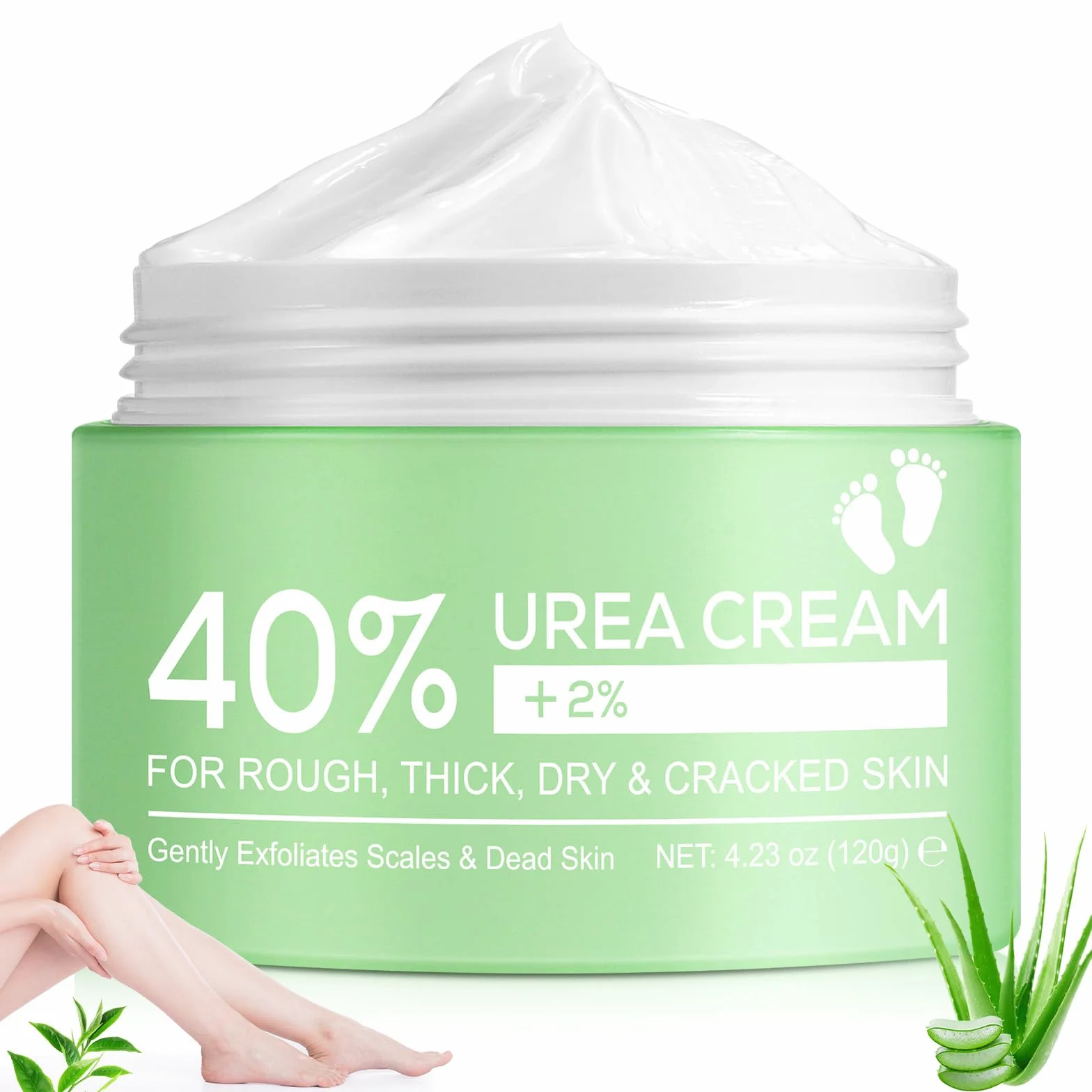 Crema Urea 40% con Acido Salicilico 2% e Acido Ialuronico per Idratazione Profonda Piedi Mani Talloni