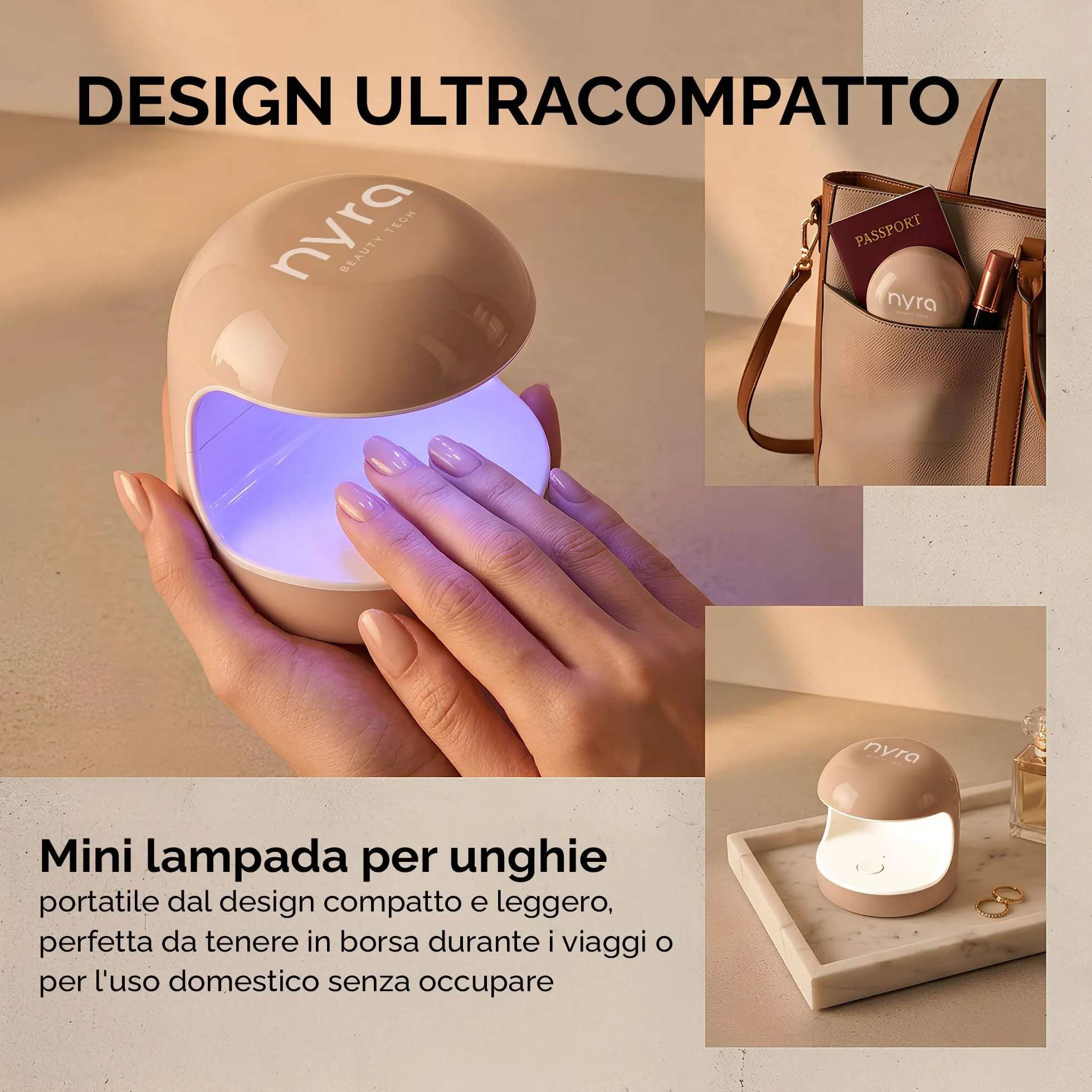 Mini Lampada per Unghie UV/LED 5W, Asciugatore Ultracompatto con Timer 60s e Sensore Automatico, USB