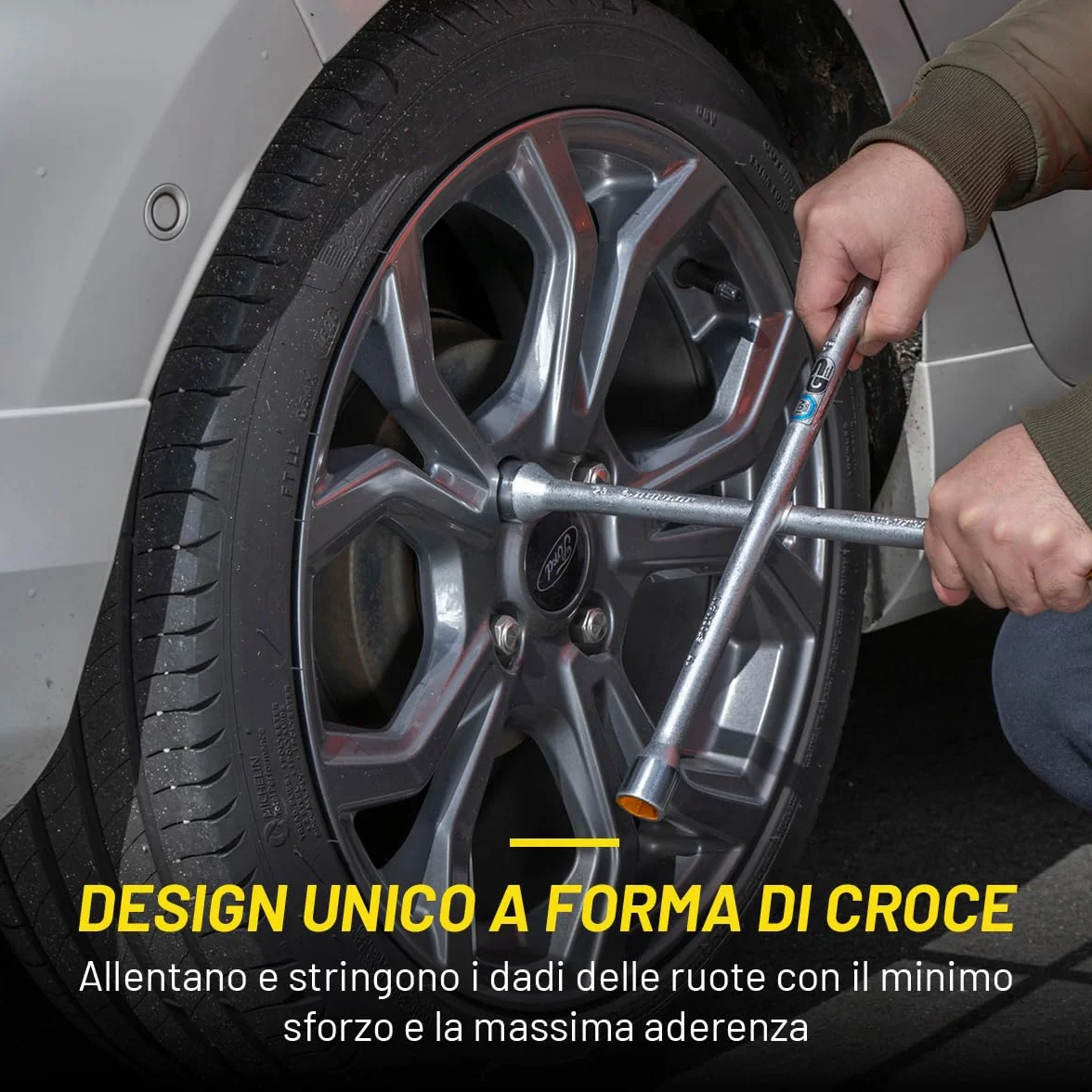 DUNLOP Chiave a Croce in Acciaio 17 19 21 23 mm per Sostituzione Ruote Auto