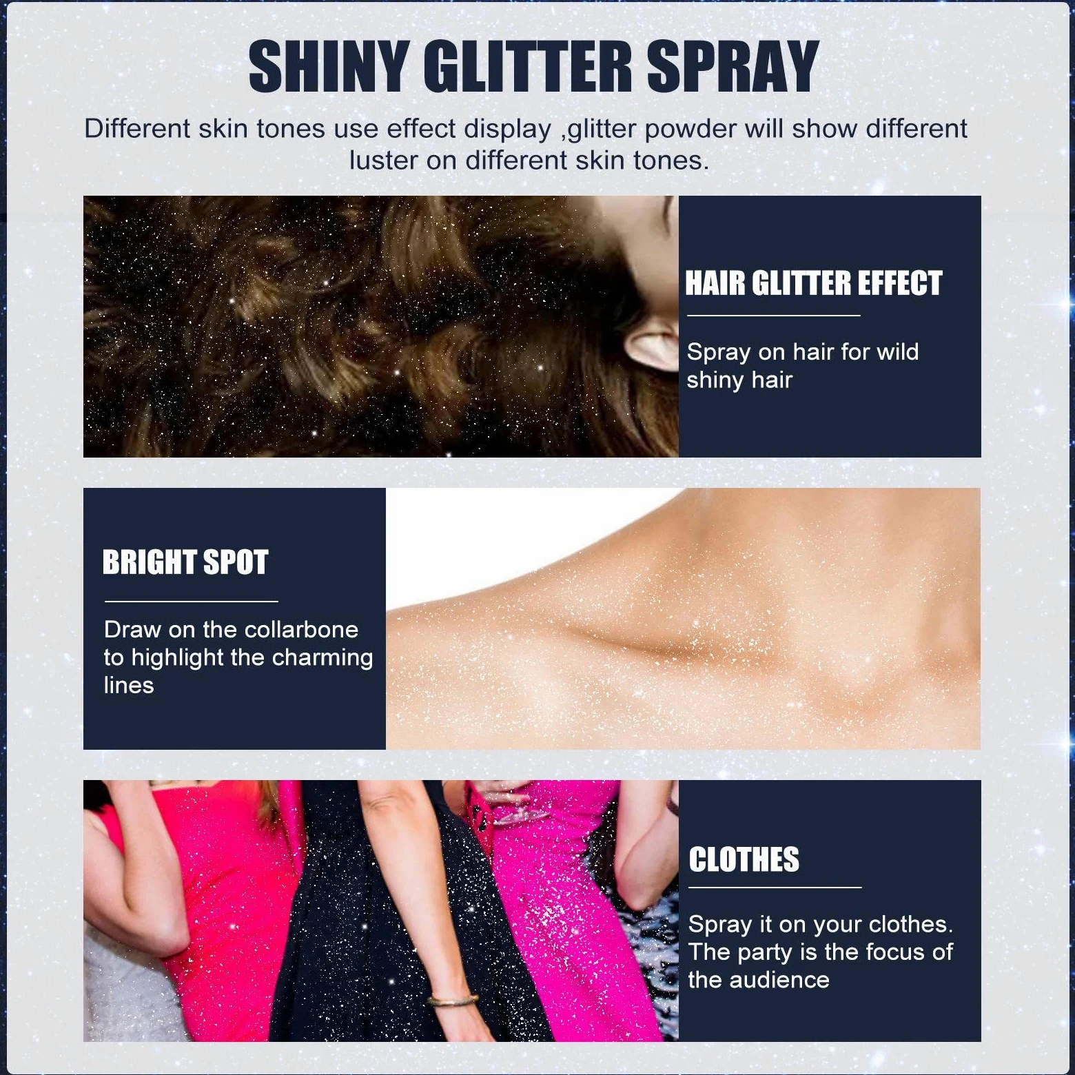 Set di 10 spray glitter per capelli, non unge, a lunga durata, per vestiti da festa di Halloween