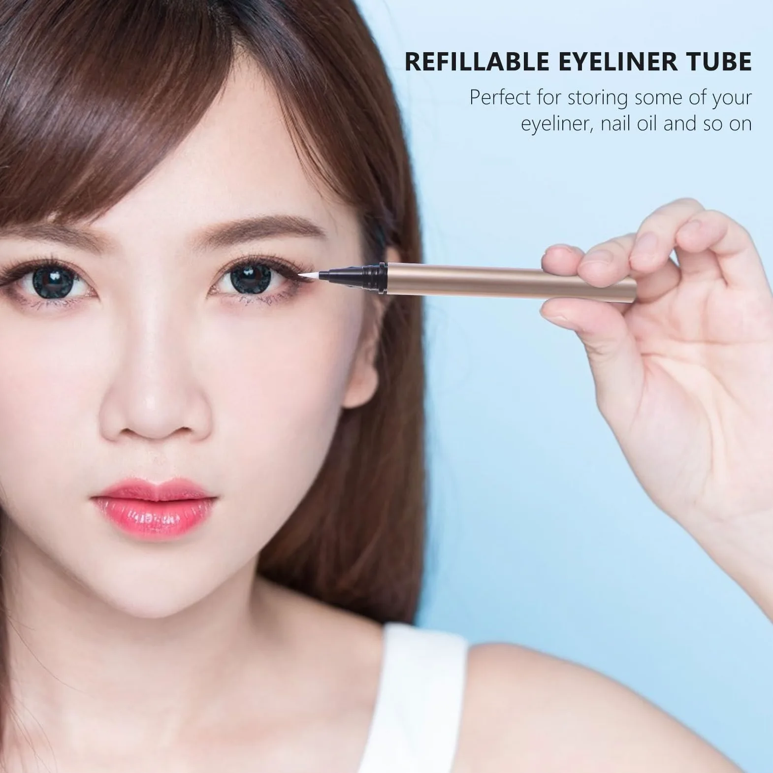 Tubo Vuoto per Eyeliner 1ml in Plastico Oro, 5 Pezzi | Refillable, Leggero e Portatile, per Negozi Cosmetici e Mercati, Adatto anche Olio Unghie