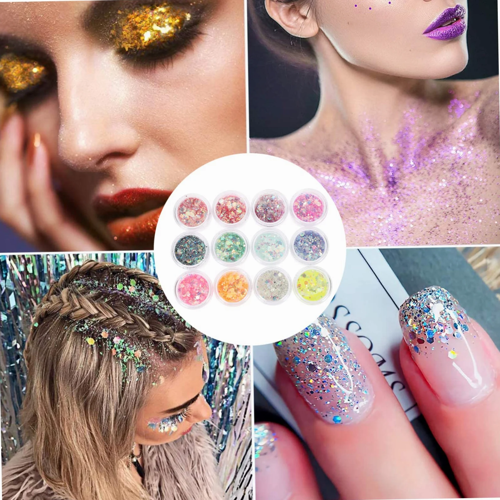 48 Scatole Scintillio Glitter Per Il Trucco Del Festival Gel Per Unghie Accessori Per Feste Glitter Per Il Trucco Del Viso Corpo