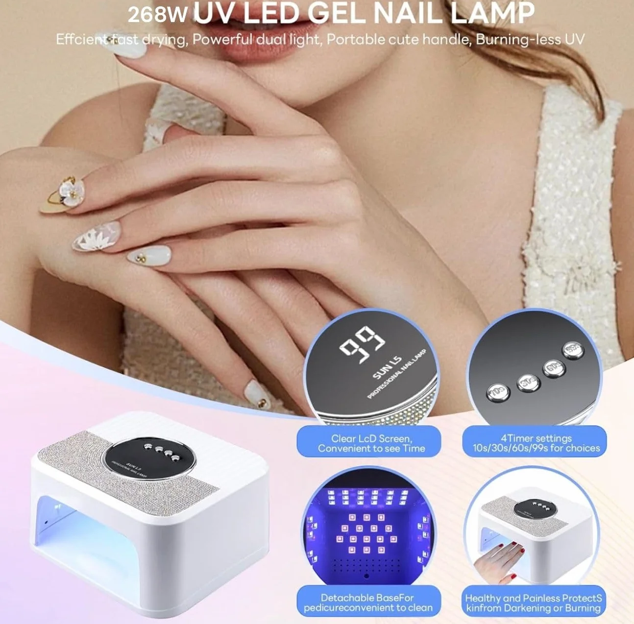 LAMPADA UNGHIE FORNETTO UNGHIE NAIL ART UV LED SUN L5 268W