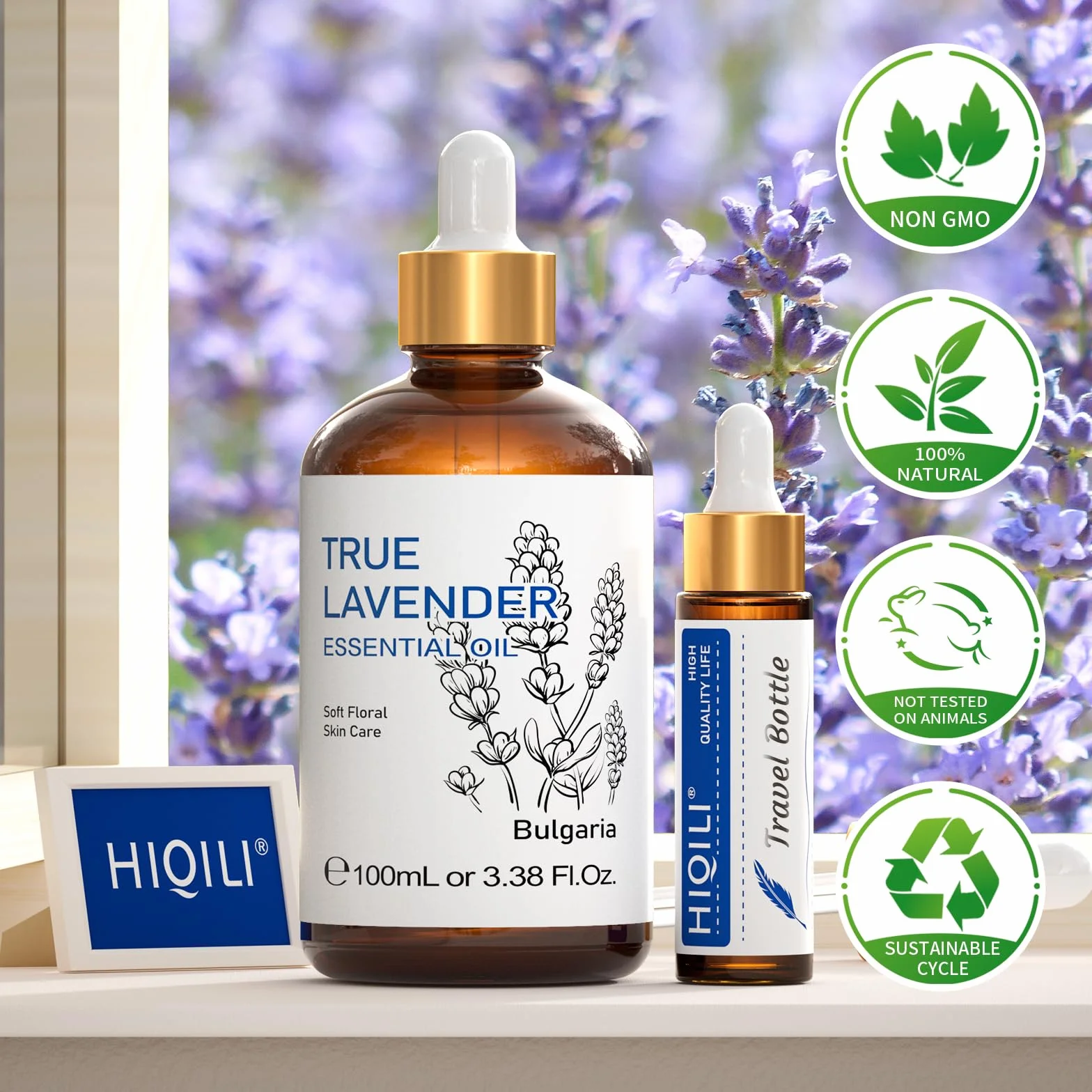 HIQILI Olio Essenziale Lavanda 100ml 100% Puro Non Diluito Grado Terapeutico per Diffusore Aromaterapico