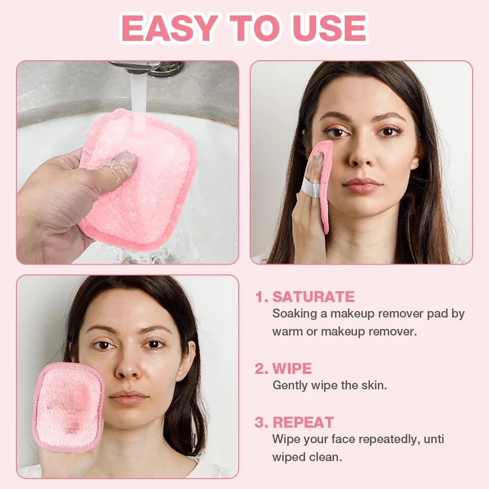 AOOWU 8 Pezzi Dischetti Struccanti Riutilizzabili, Dischetti Struccanti Lavabili con Sacchetto Lavanderia, Cuscinetti Struccare Super Morbido Flanella Double-Face, Pulizia del Viso e Degli Occhi