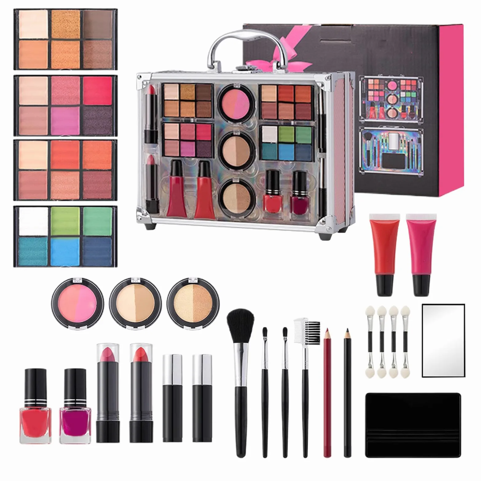 Kit Trucco Completo Ombretto Rossetto Fard Impermeabili per Trucco | Set Trucco Principianti per Casa Vacanze Ufficio Viaggi Lavoro Palcoscenico Eventi Feste Uscite