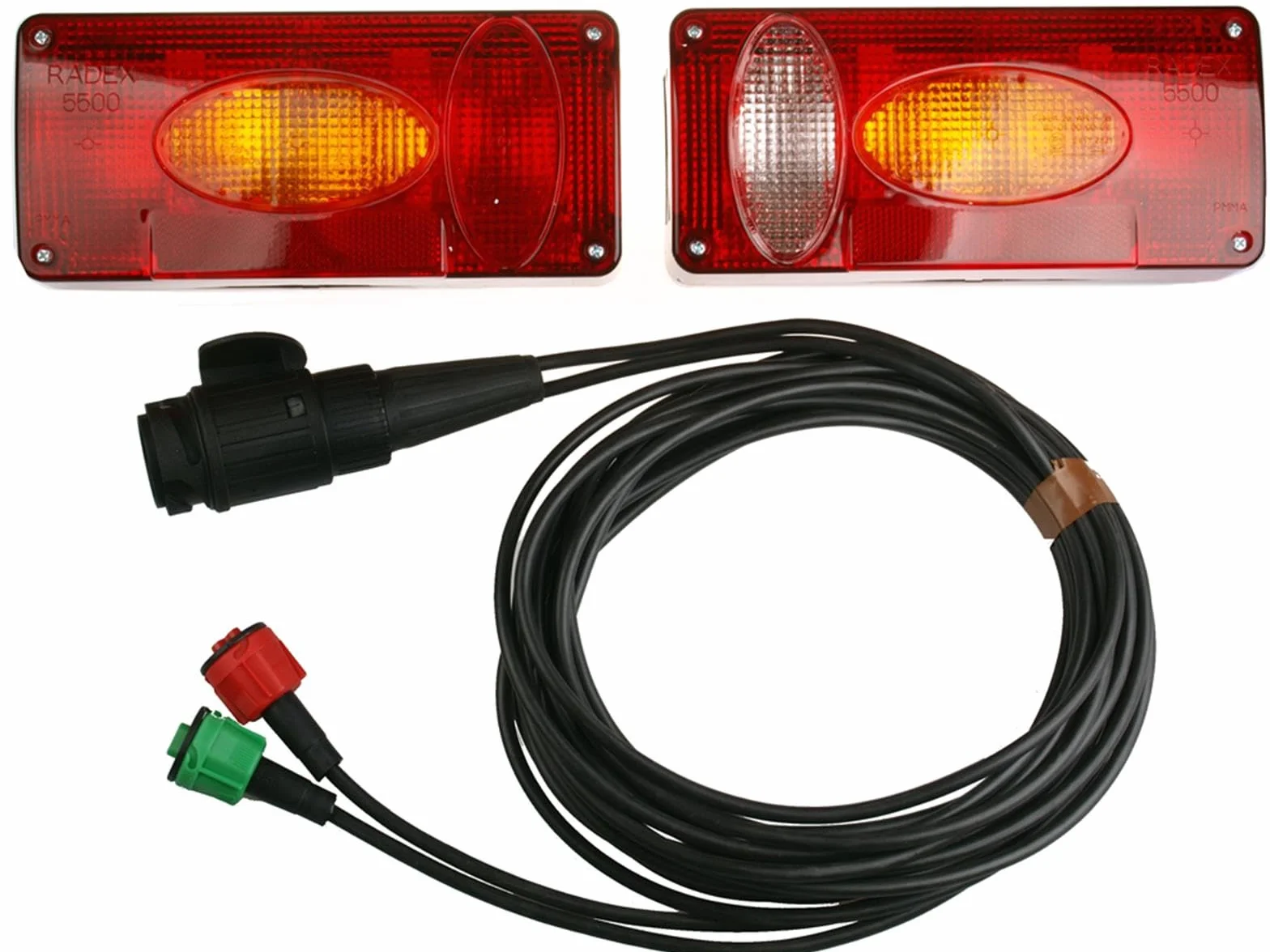 Luci posteriori per rimorchio con lampadina Radex 5500, completamente cablato