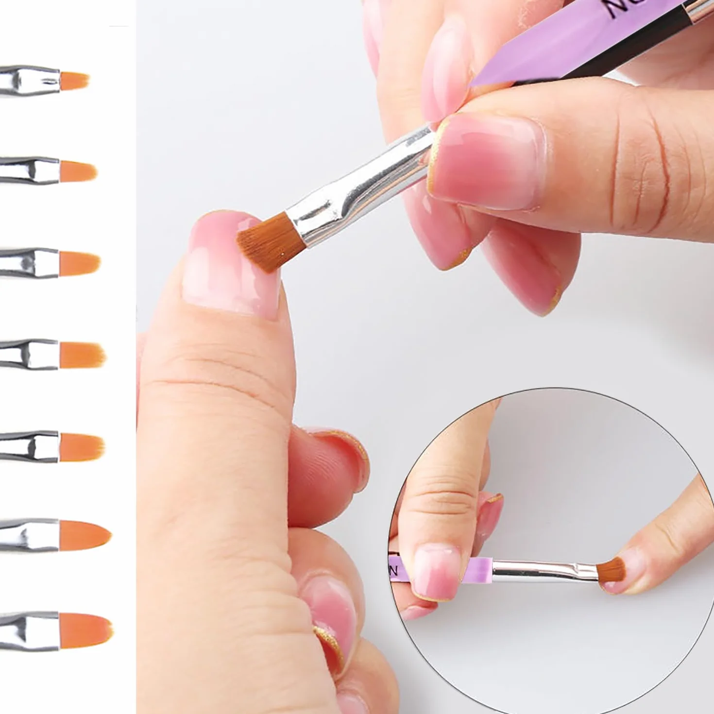 7 pennelli acrilici per unghie, gel UV, unghie in acrilico, set per unghie in gel