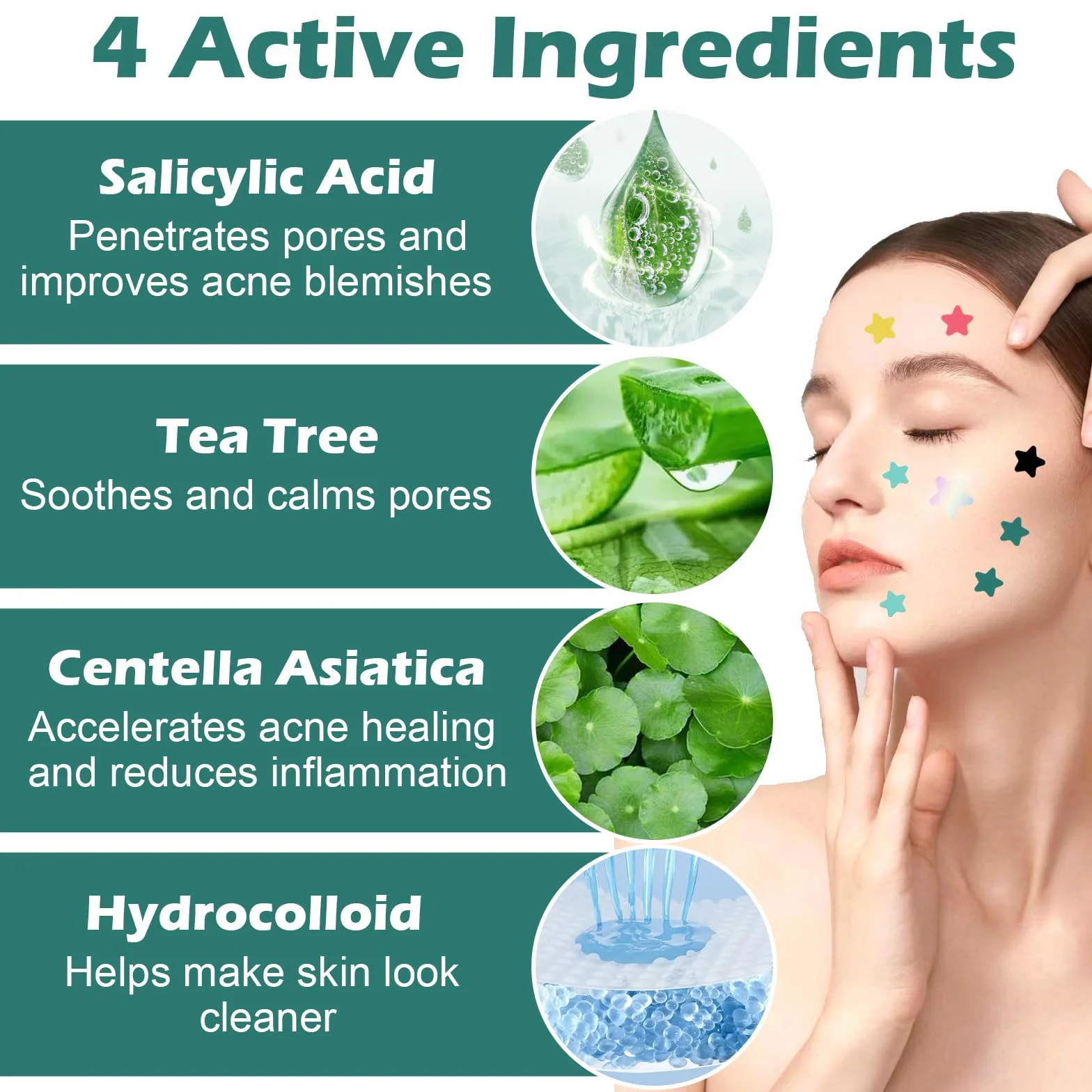 400 Pezzi Cerotti Brufoli, Pimple Patch Brufoli, Stelline Invisibili Idrocolloide Acne Pimple, 2-In-1 Cerotti Per Brufoli Viso con 10 Tamponi Imbevuti di Alcol e Pinzette