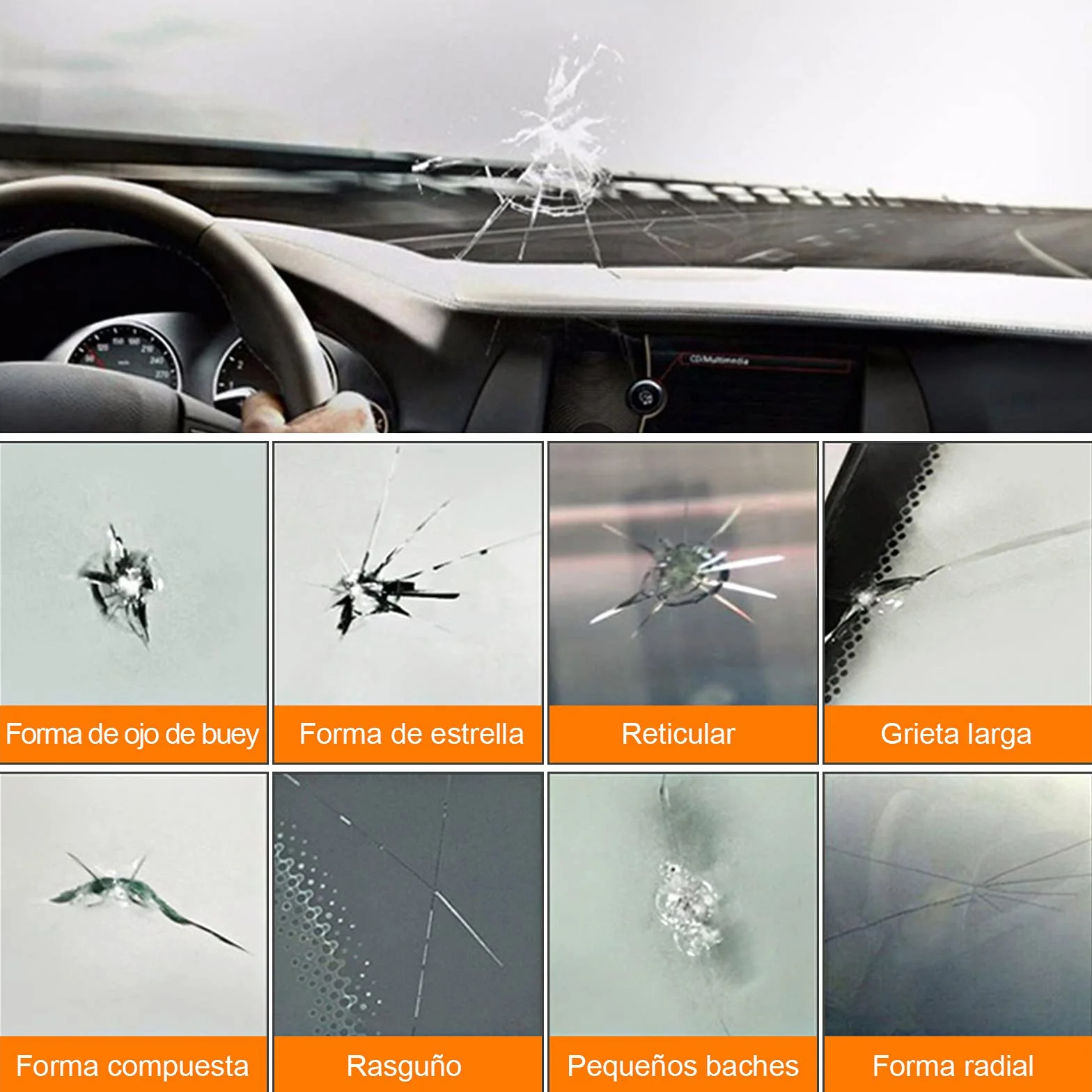 Vanwoke Kit Riparazione Parabrezza Auto con Resina e Siringhe a Pressione per Incrinature, Scheggiature, Fessure e Graffi