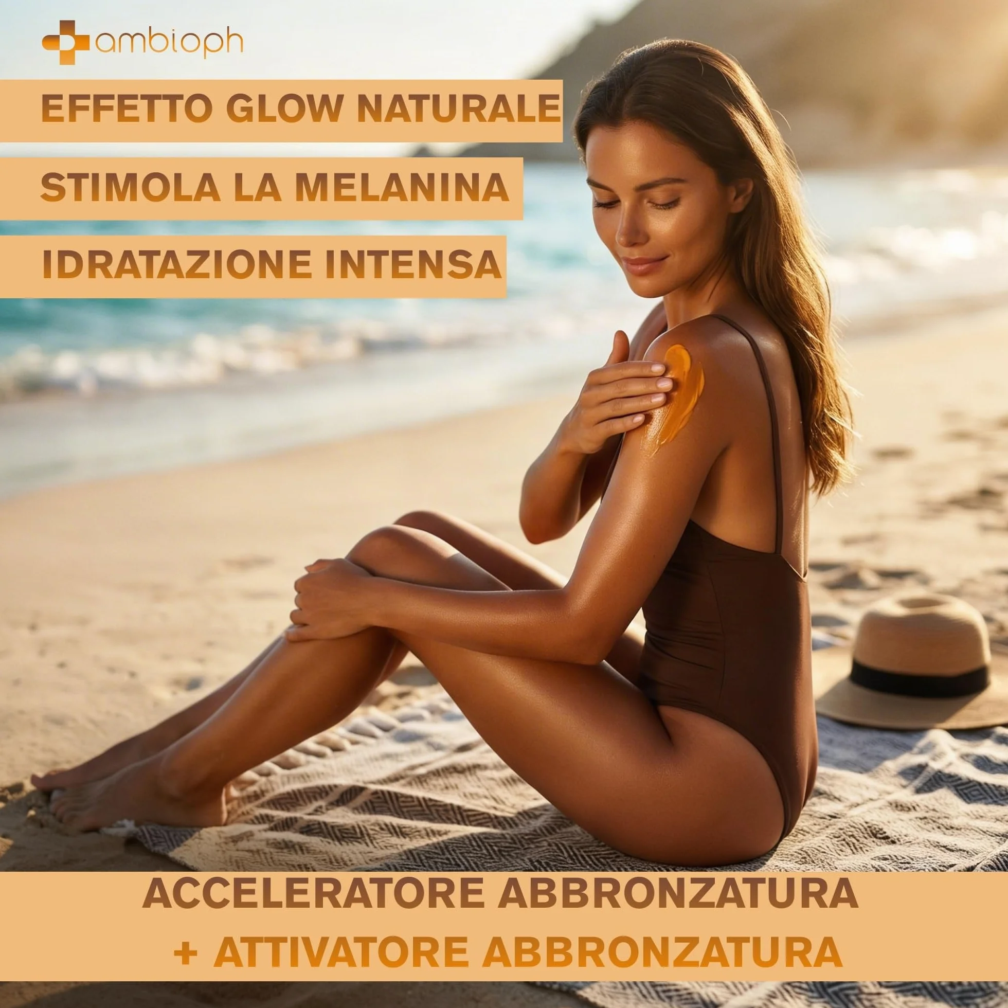 Crema Abbronzante Corpo Acceleratore con Betacarotene Vitamina E Olio di Ricino e Mandorle Dolci