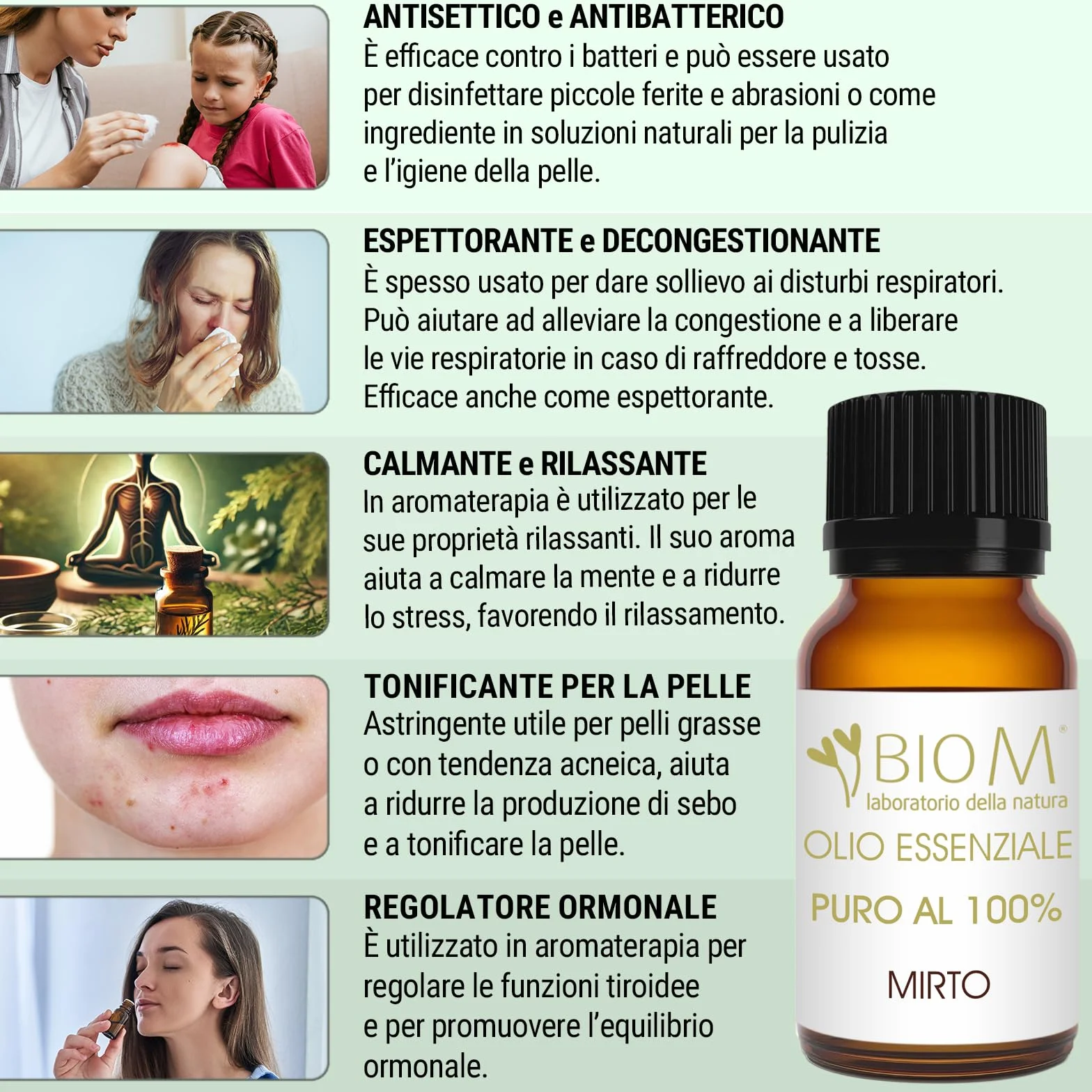 Olio Essenziale di MIRTO PURO BIO 10ml 100% Naturale Italiano per Aromaterapia