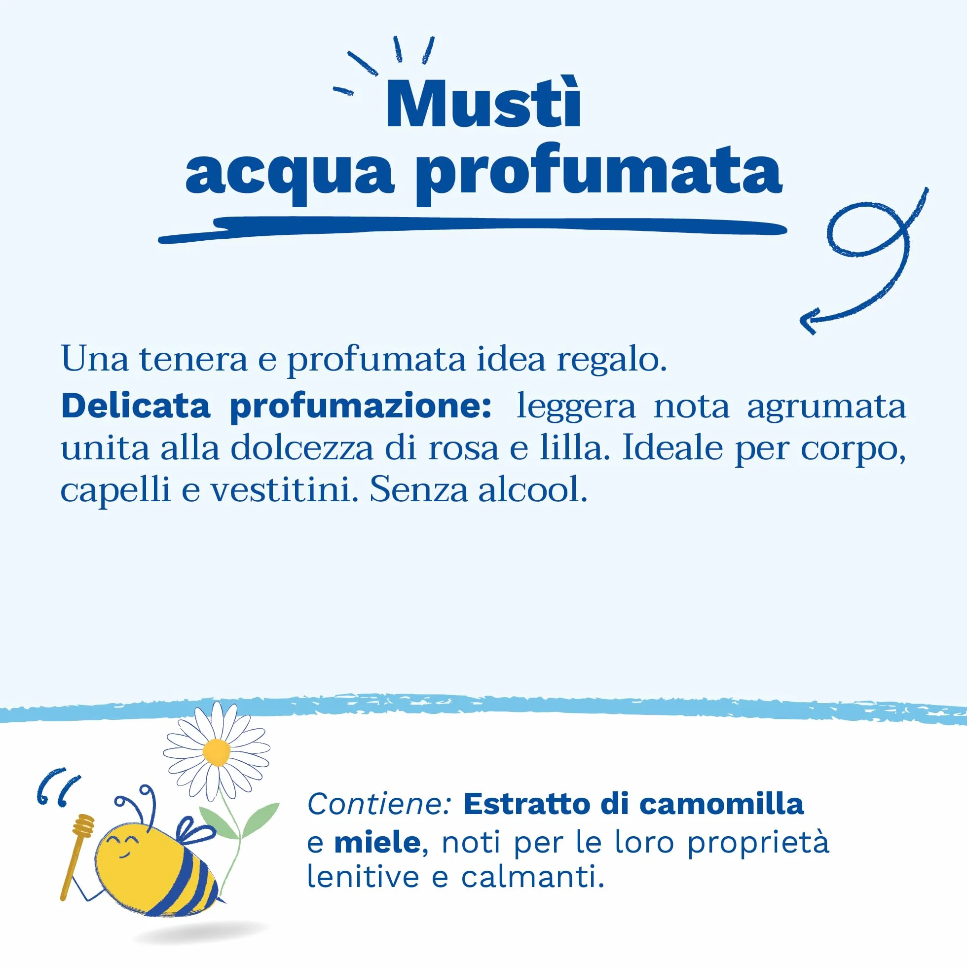 Mustela Acqua Profumata Senza Alcool Camomilla Miele Corpo Capelli 50ml
