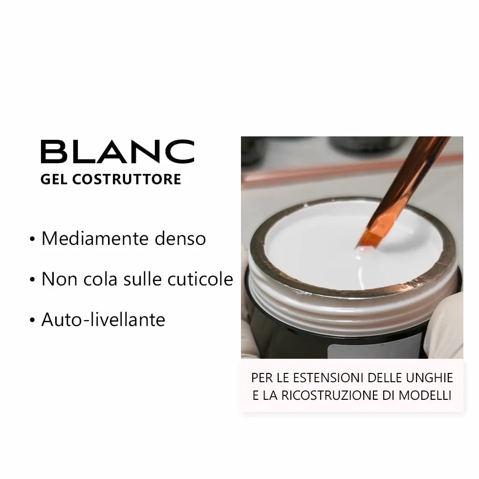 Sincero Salon Gel Costruttore per Unghie Alta Densità White 15ml UV LED