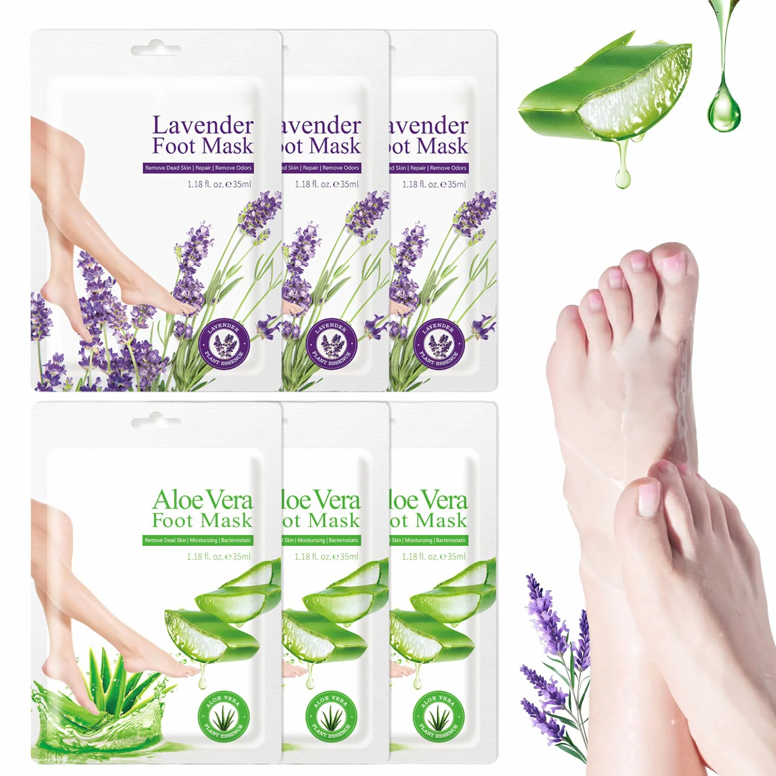 Maschera Piedi, Mascheras piedi Esfoliante, maschera Piedis Secchi Screpolati, Skincare Coreana, maschera piedis Idratante, Peeling Piedi Rendono la Pelle Più Liscia, 6 Pezzi