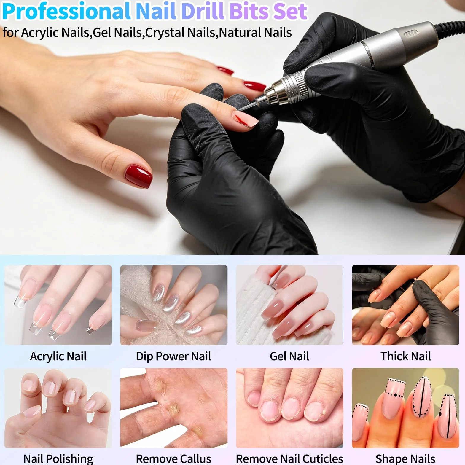 Punte Fresa Unghie in Acciaio Inossidabile 3/32 Pollici per Nail Artist Gel Acriliche