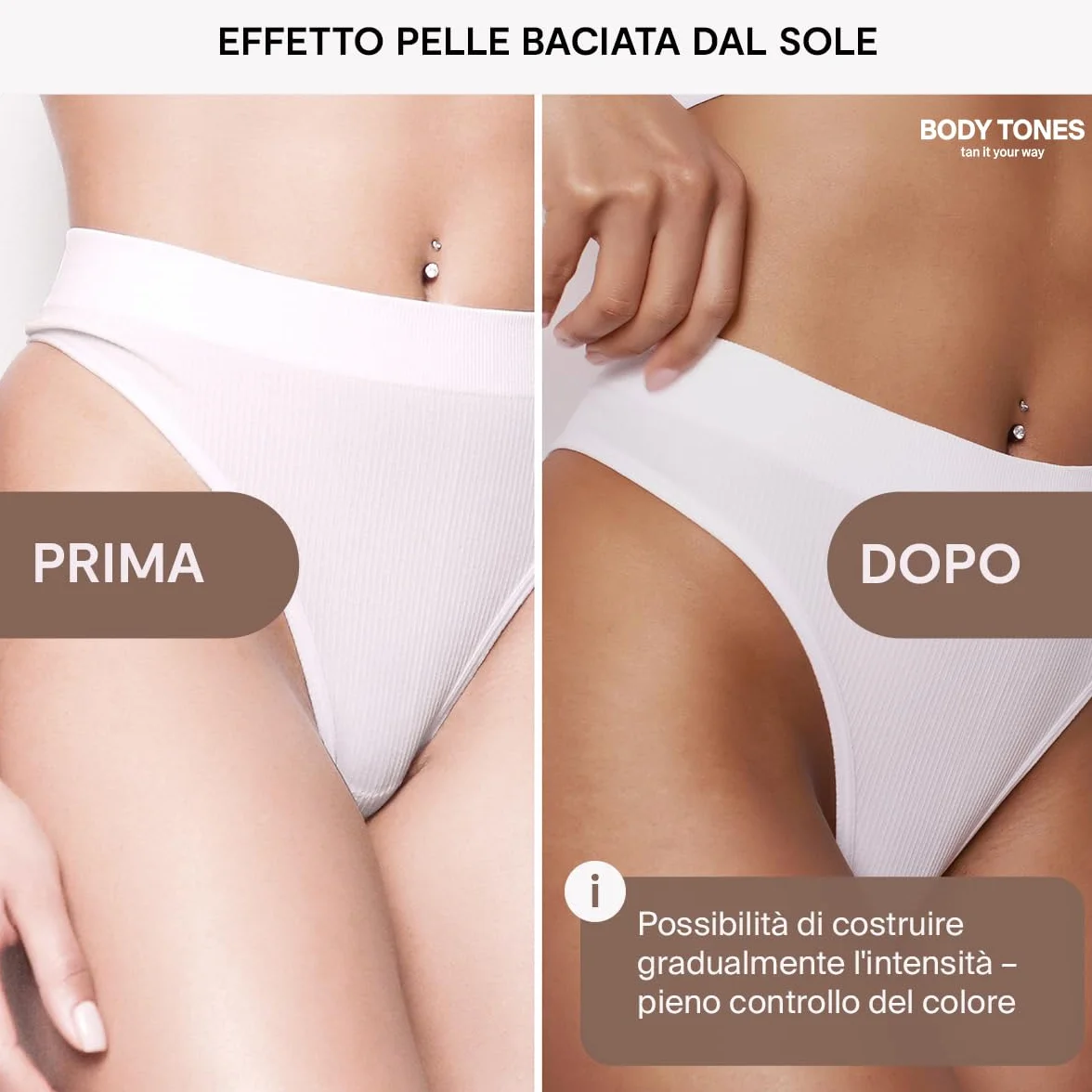 BODY TONES Schiuma Autoabbronzante Set 155 ml con Guanto – Autoabbronzante Corpo, Self Tan Naturale, Mousse Idratante