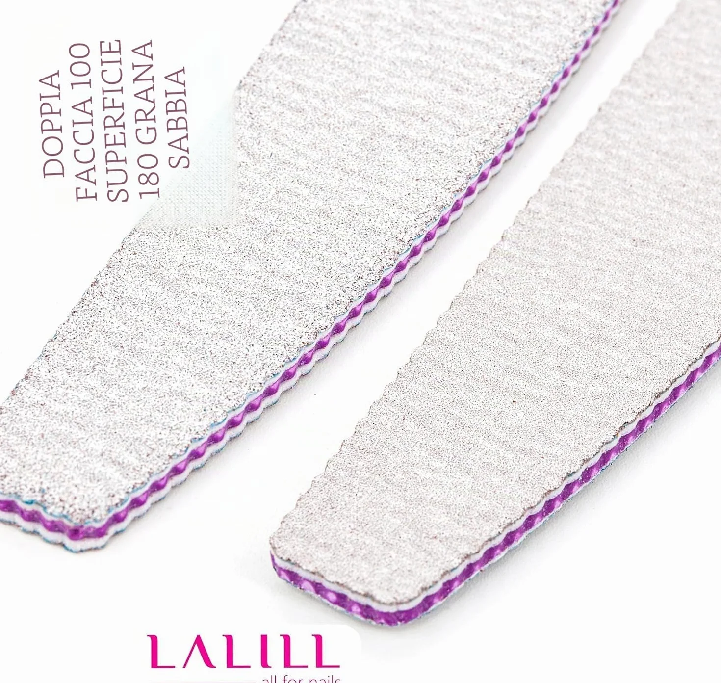 LALILL Lima per Unghie 50 Pz. 100/180 Grit, Mezza Luna Zebra - Bifacciale, Monouso - Professionale