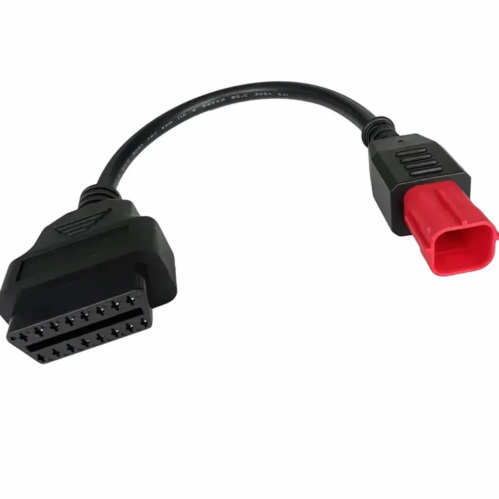 Euro 5 su OBD2 - Cavo adattatore per moto diagnostica 6 poli a 16 pin, cavo canbus per dati dal vivo e lettura di codici di errore, Plug & Play
