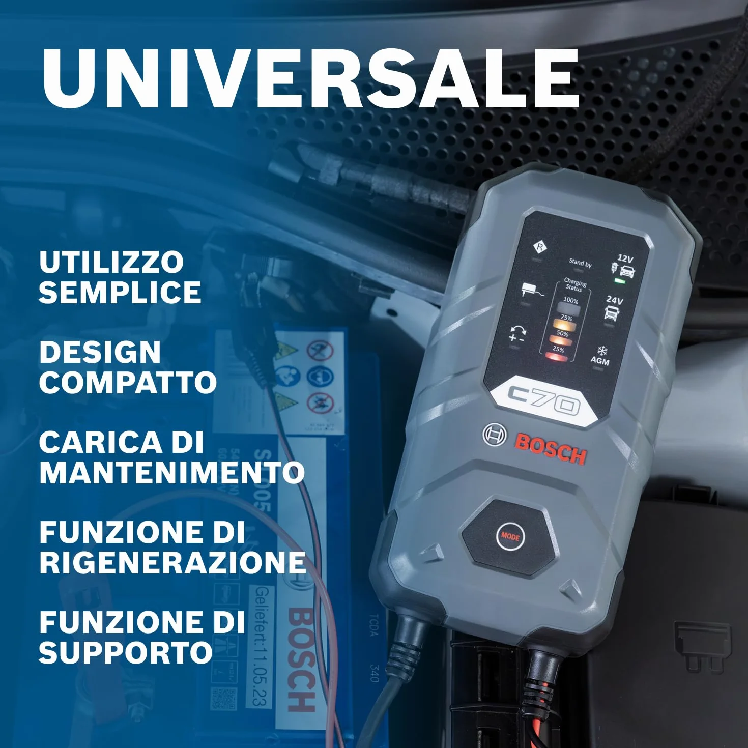 Bosch C70 Ładowarka 12V 24V 10A do Akumulatorów Kwasowo-Ołowiowych EFB GEL AGM SLI