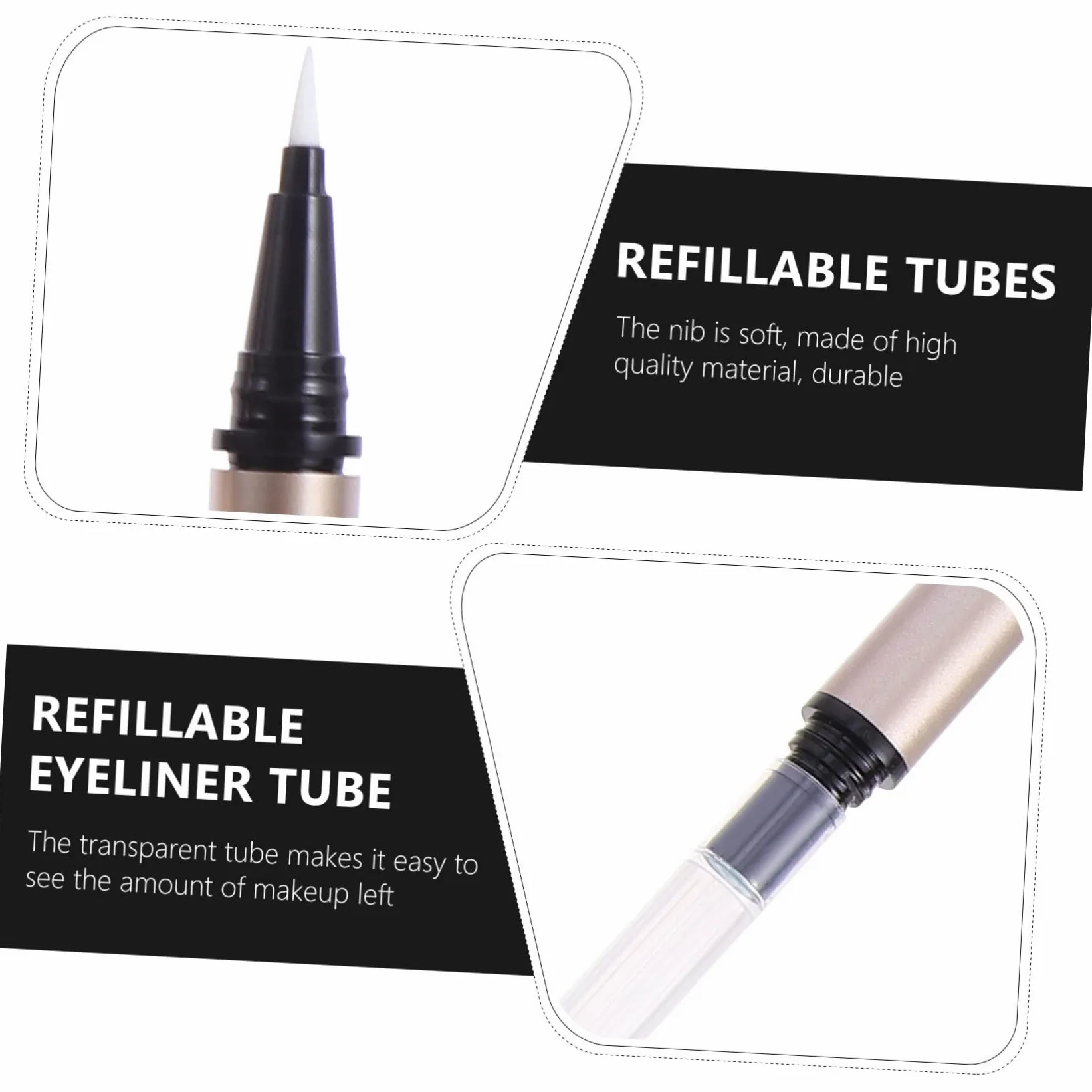 FRCOLOR 5 Pezzi Tubetti di Eyeliner Vuoti Ricaricabili 1Ml in Plastica Oro per Make-up Fai da Te e Applicazione Professionale nei Negozi di Cosmetici