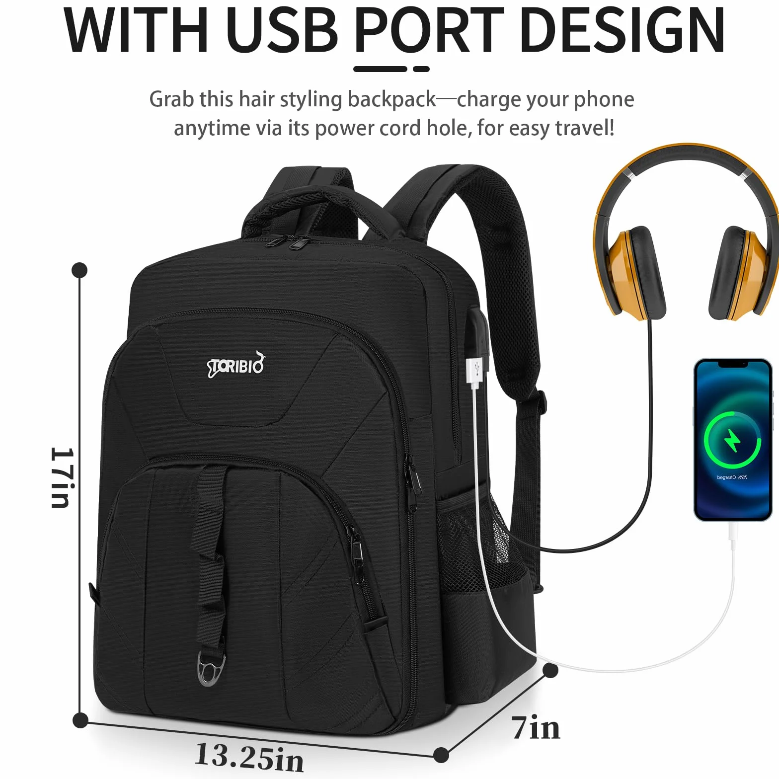 Barbiere Portautensili, Barbiere Stoccaggio Valigia, Clipper e Accessori Organizzatore, Parrucchiere Zaino Portatile per Barbiere, Borsa Barber, Nero