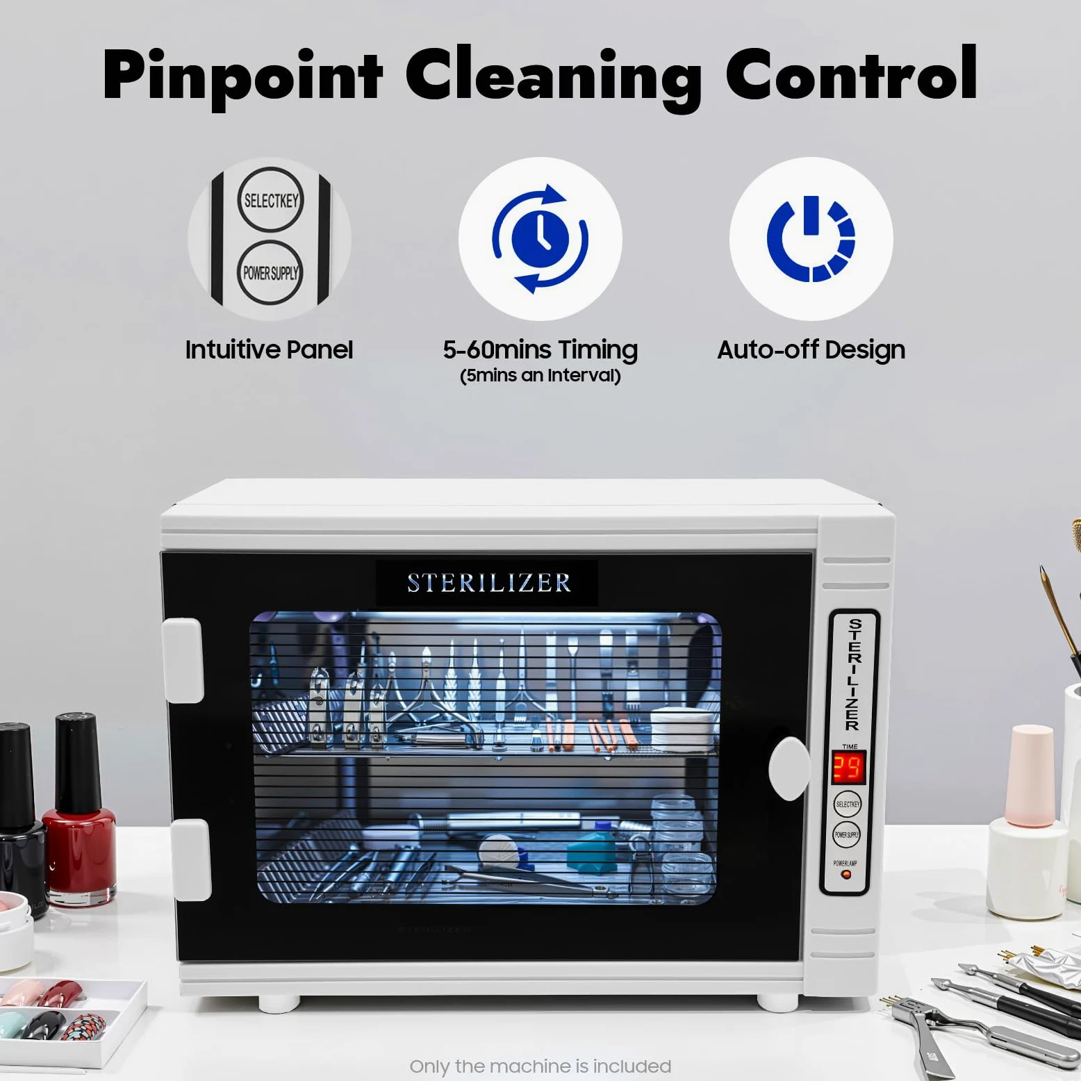 Sterilizzatore UV, Armadio Disinfezione Strumenti Manicure | Professionale Estetica, Acciaio Inox Vetro, Timer 5-60 Min Ozono, Forbici Pennelli, Presa da Tavolo EU, Capacità 12L