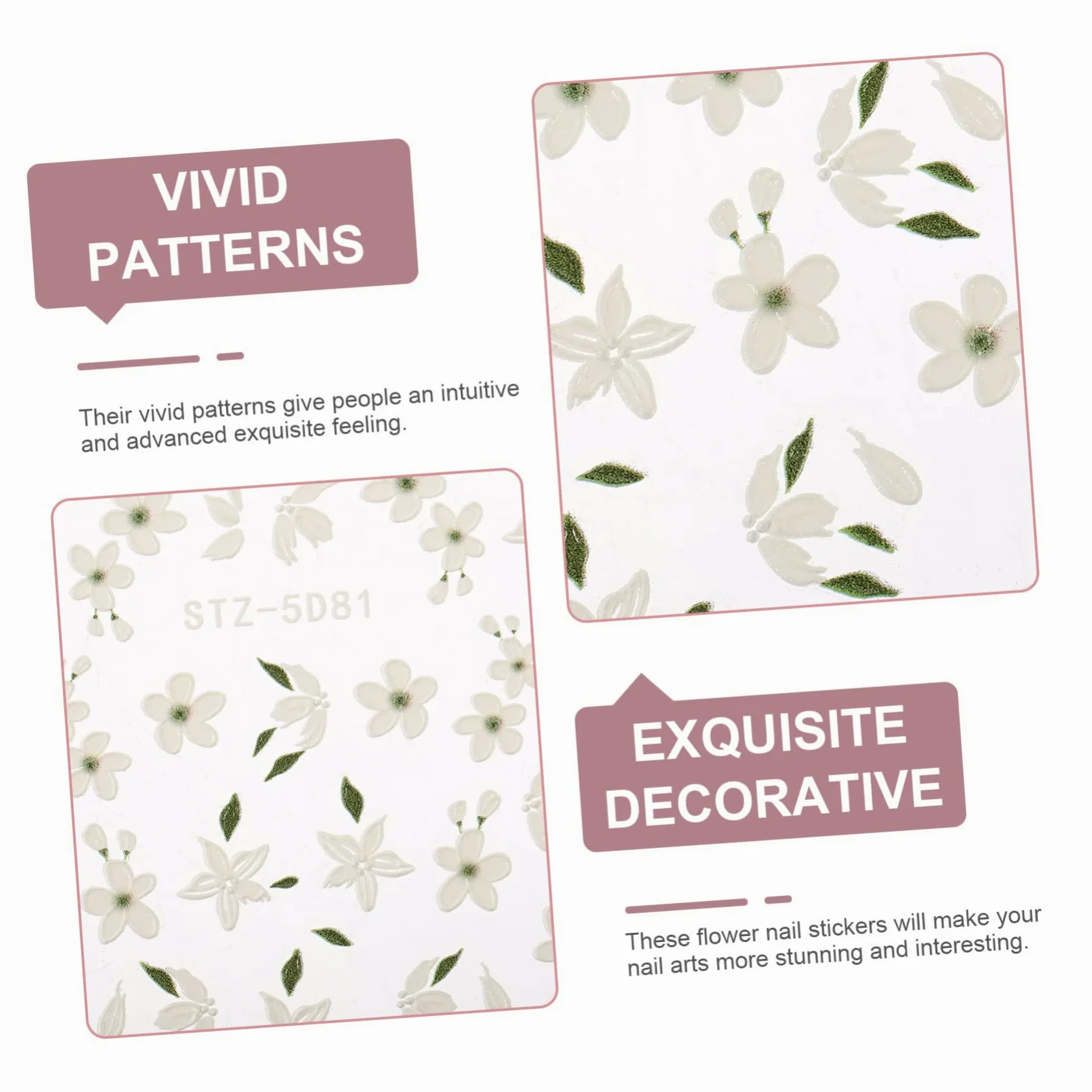 VALICLUD 5 Set Ornamento Per Unghie Gel Nail Stickers Gel Nails Stickers Decalcomanie Per Le Nail Art Uv Adesivi Per Unghie Per Le Nail Art Decalcomanie Per Unghie Resina 3 Fogli*5