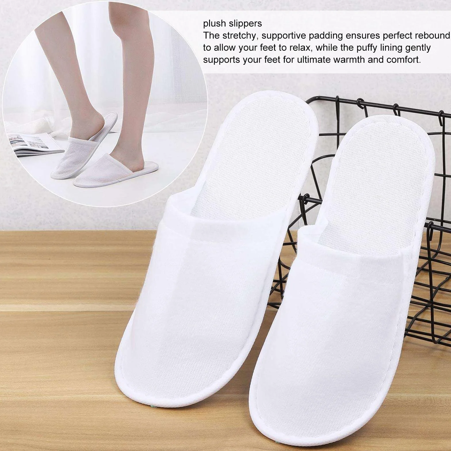 Bavooty Ciabatte Ospiti,Ciabatte da Viaggio,Pantofole Chiuse,Pantofole Ospiti,Monouso,Antiscivolo,Misura Universale,4 Paia