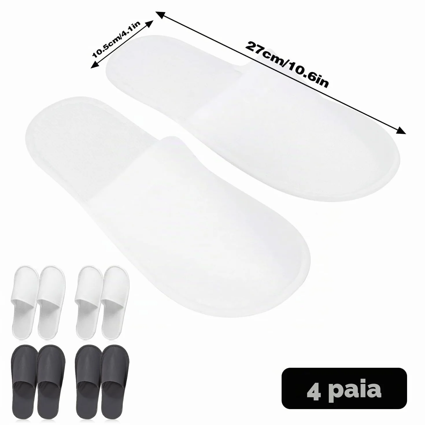 MagiSel 4paia Pantofole Usa e Getta Antiscivolo, Pantofole Chiuse in Spugna Premium, Ciabatte Monouso per Hotel, Spa, Casa, Viaggi, Unisex, Lavabili, Misura Universale