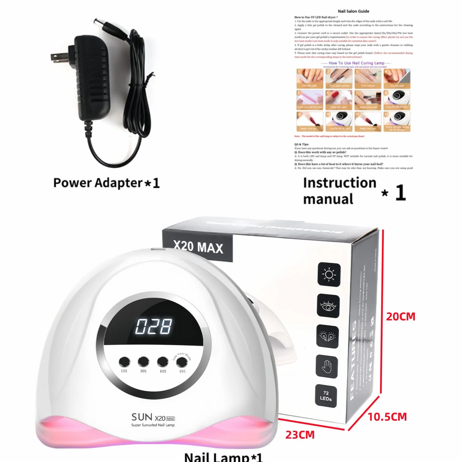 Lampada UV LED 320W 72 LED per Unghie, Sensore Automatico, 4 Timer, Asciugatura Rapida per Mani e Piedi
