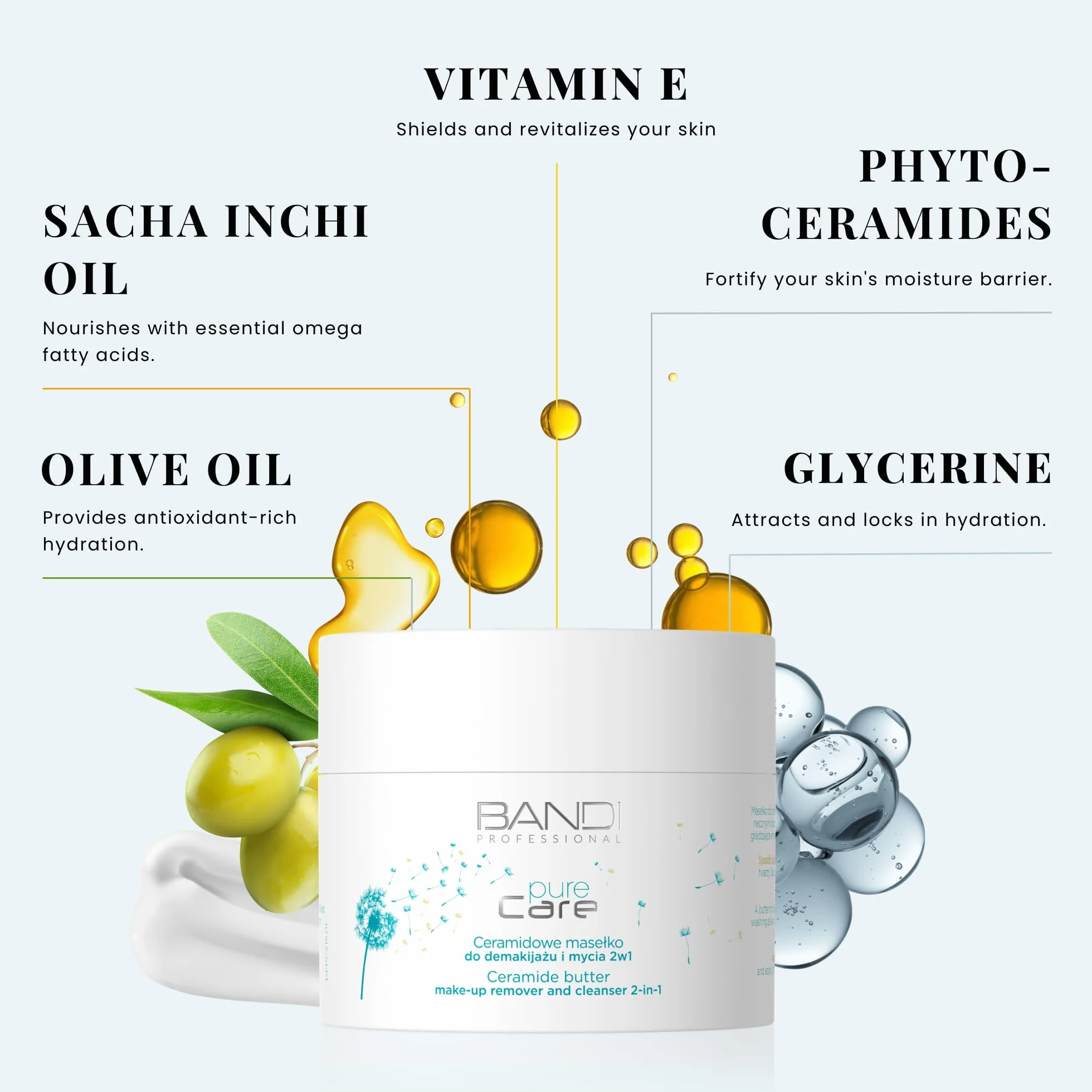 Bandi - Burro Struccante e Detergente Viso 2-in-1 Balsamo Struccante Per Occhi e Viso Crema Idratante Pulizia Viso Struccante Burro Adatto a Tutti i Tipi di Pelle