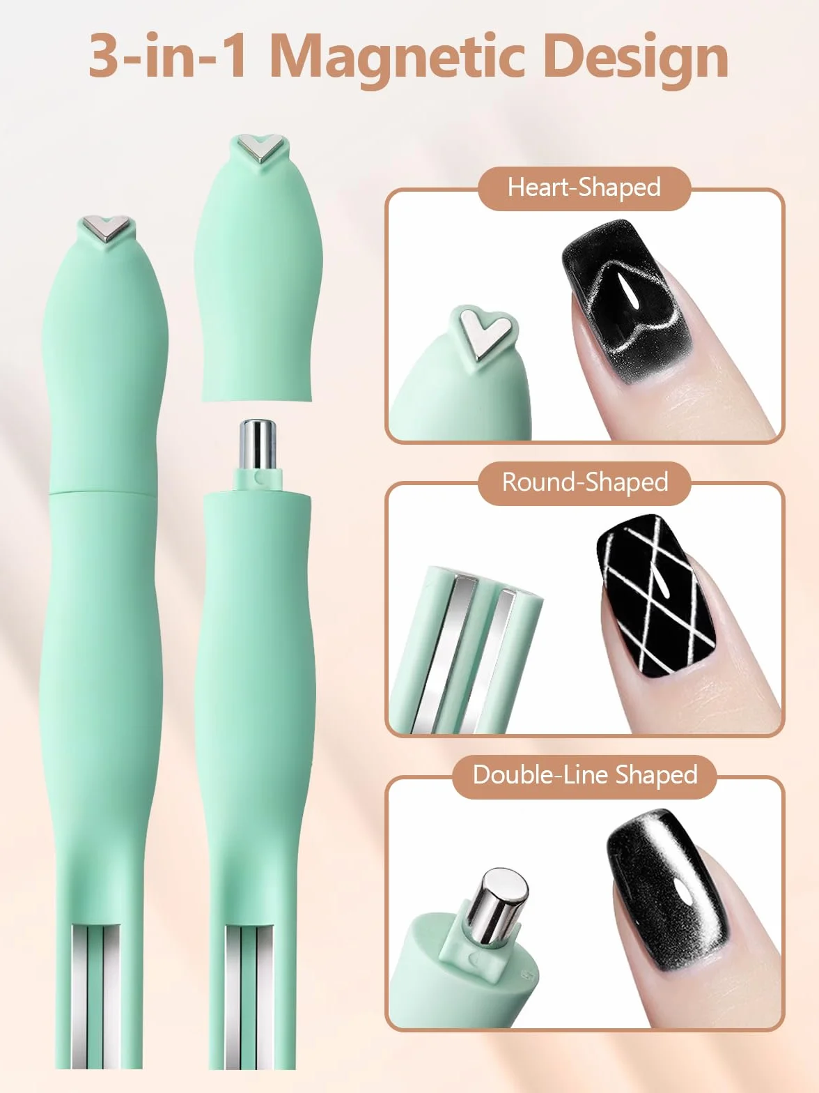EBANKU 28PCS Cat Eye Magnete Bastone per Unghie Set, Magnetico Stick Magnete per Unghie - Nail Art Tool Uso con Occhio del Gatto UV Gel Polish Polvere o Smalto