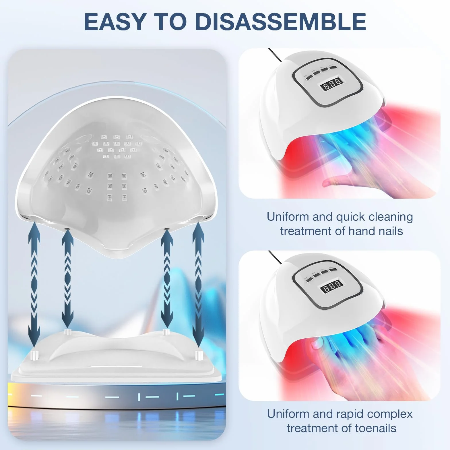 iKeener Dispositivo laser per funghi del chiodo, approvato dalla FDA, pulizia delle unghie e onicomicosi, rimozione funghi con luce blu 15 x 470 nm + 30 x 650 nm luce rossa, sessioni