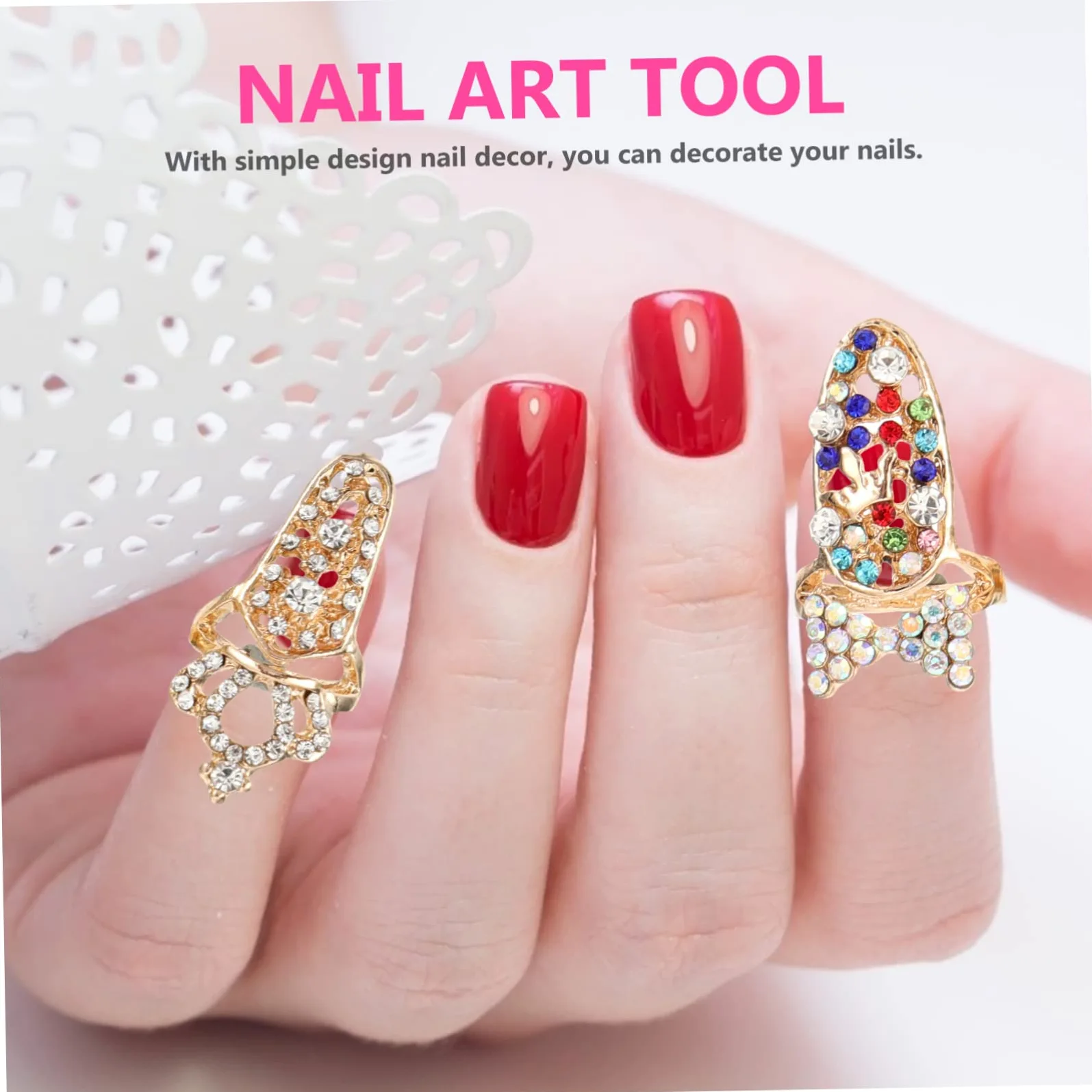 Mikinona Pz anello per unghie ordinare mini anelli per unghie mancia anelli pieni delle dita strass decorazioni unghie decorazioni per unghie Anello creativo gioielli per manicure lega