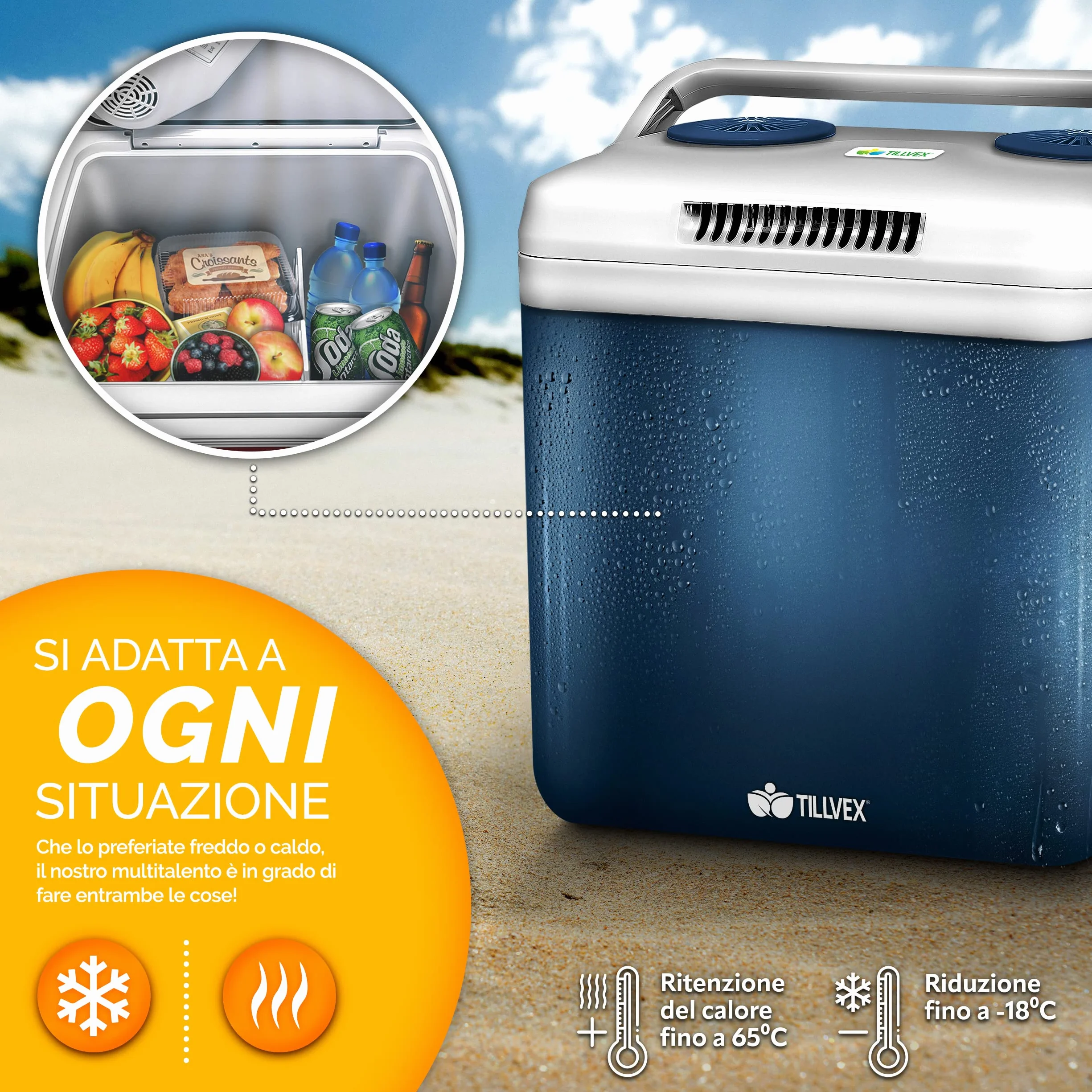 tillvex Frigorifero Elettrico Portatile 32L Mini-frigorifero 230V 12V Campeggio