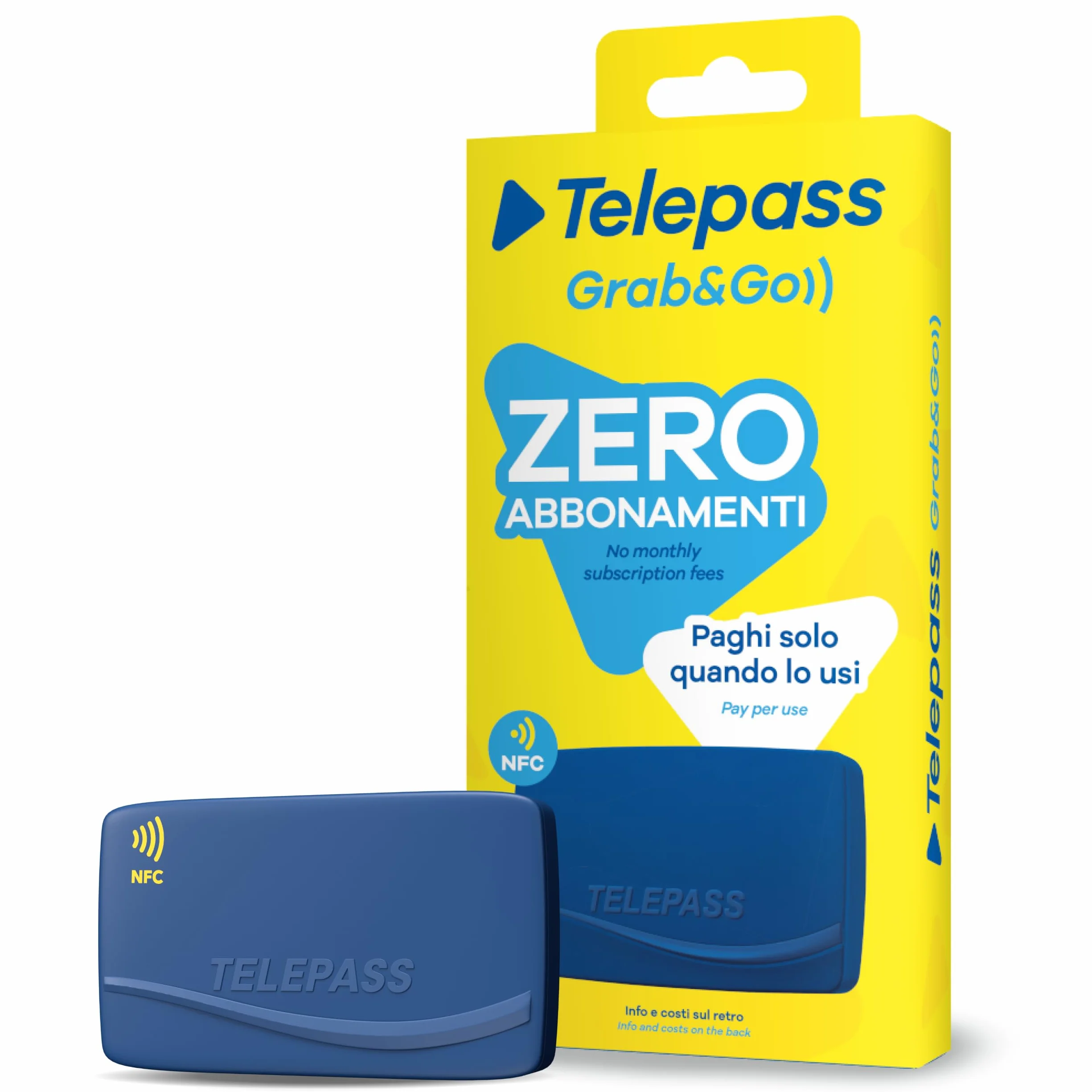 Telepass Grab&Go – Dispositivo Pay-Per-Use per Pedaggi, Parcheggi, Strisce Blu, Area C, e-Vignette, Traghetti Stretto Messina