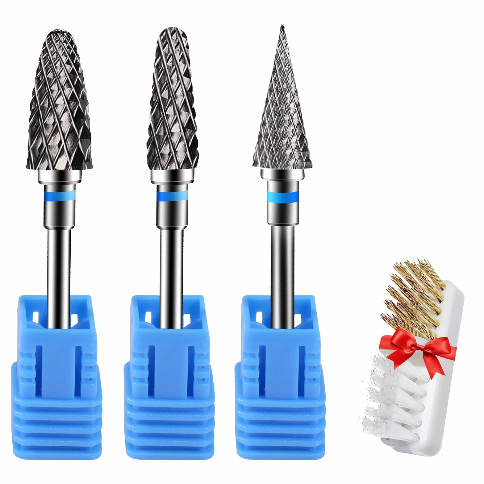 CGBE 3 Pezzi Punte Fresa Unghie, Punta da Trapano per Unghie Carburo di Tungsteno Professionale Grana Media per Rimuovere Gel, Acrilico, Cuticola, Strumenti per Manicure e Pedicure