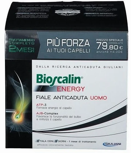 Giuliani S.P.A. Bioscalin Energy 20 Fiale Anticaduta Uomo Trattamento Completo 2 Mesi