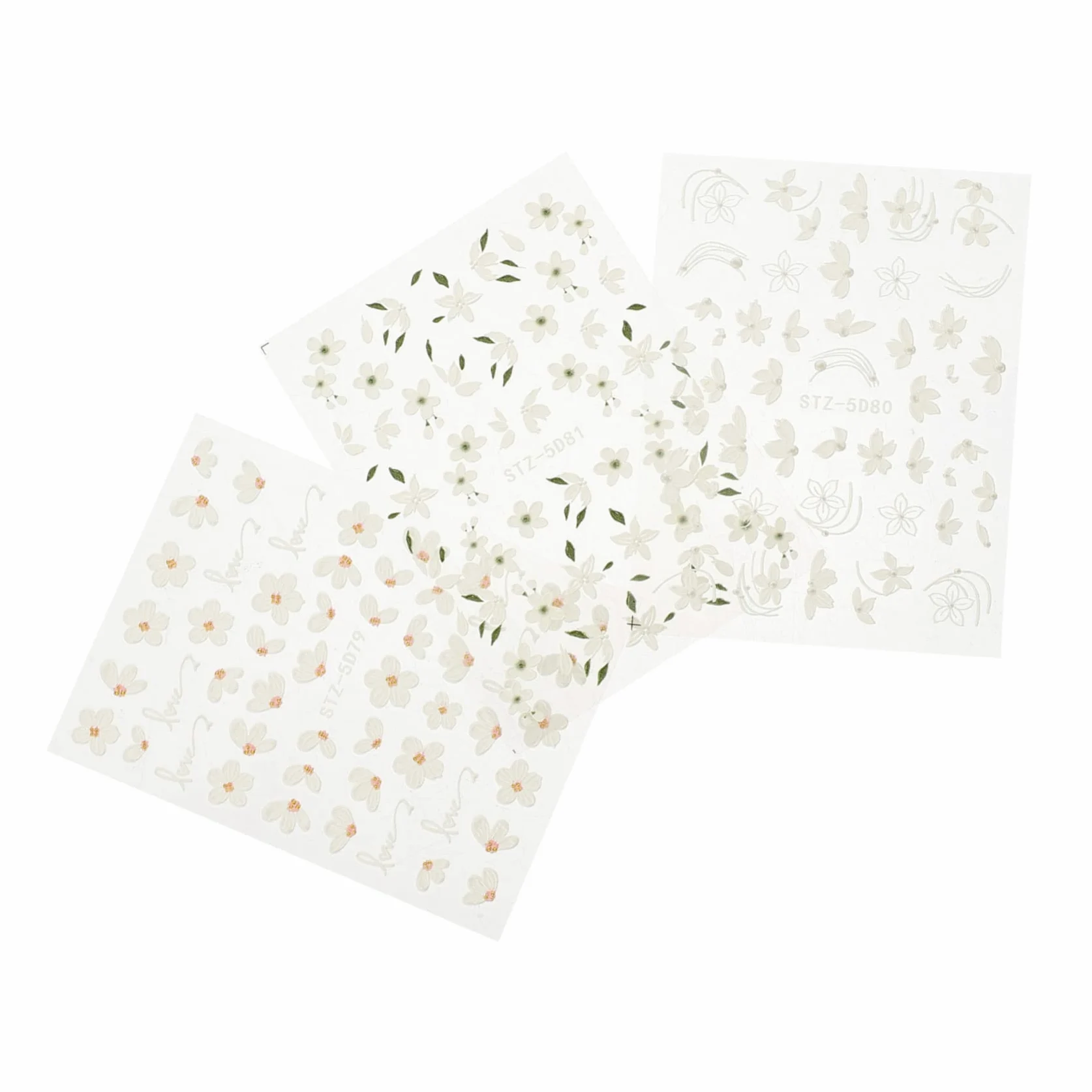 5 Set Adesivi Per Unghie Con Fiori Decorazioni Eleganti Per Nail Art Per Creazioni Diy Facili Applicare Per Domestico 3 Fogli*5