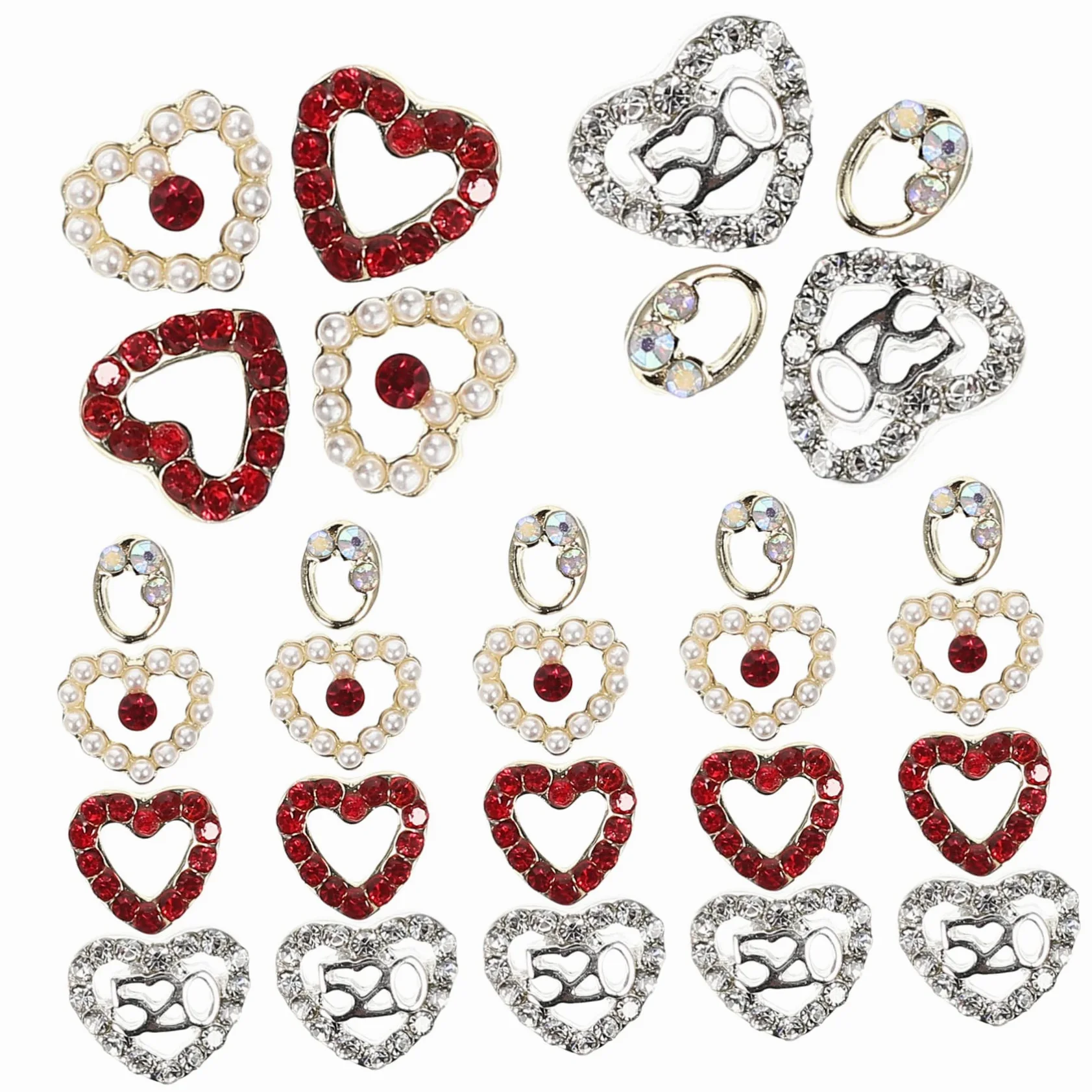 ABOOFAN 120pezzi Ciondoli Per Unghie Forma Di Cuore Decorazioni Per Nail Art Strass Per Feste e Regali Di