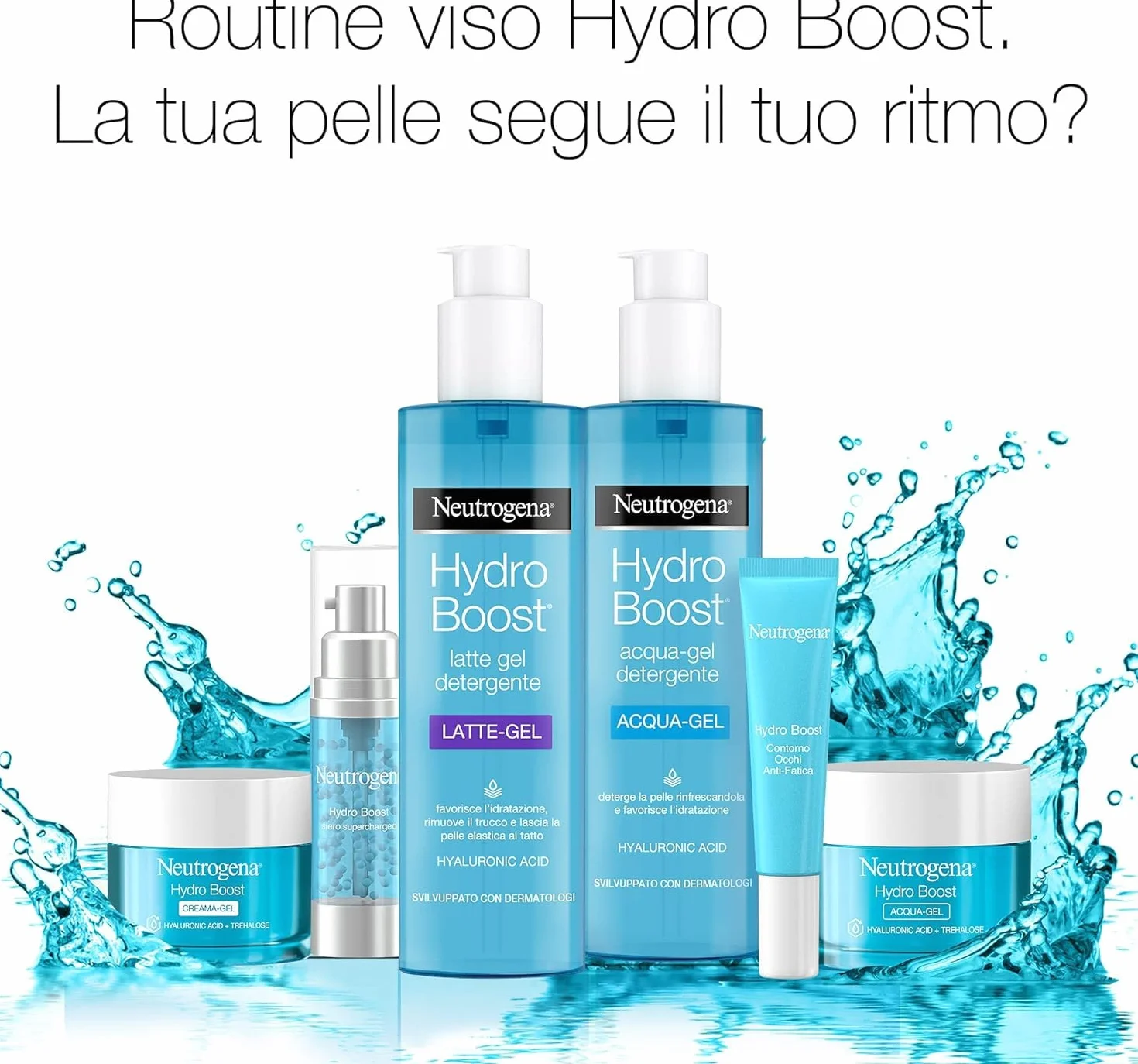 Neutrogena Hydro Boost Contorno Occhi Anti-Fatica, Contorno occhi idratante con Acido Ialuronico e Vitamina E, Aiuta ad attenuare i segni della stanchezza e le occhiaie, 15 ml
