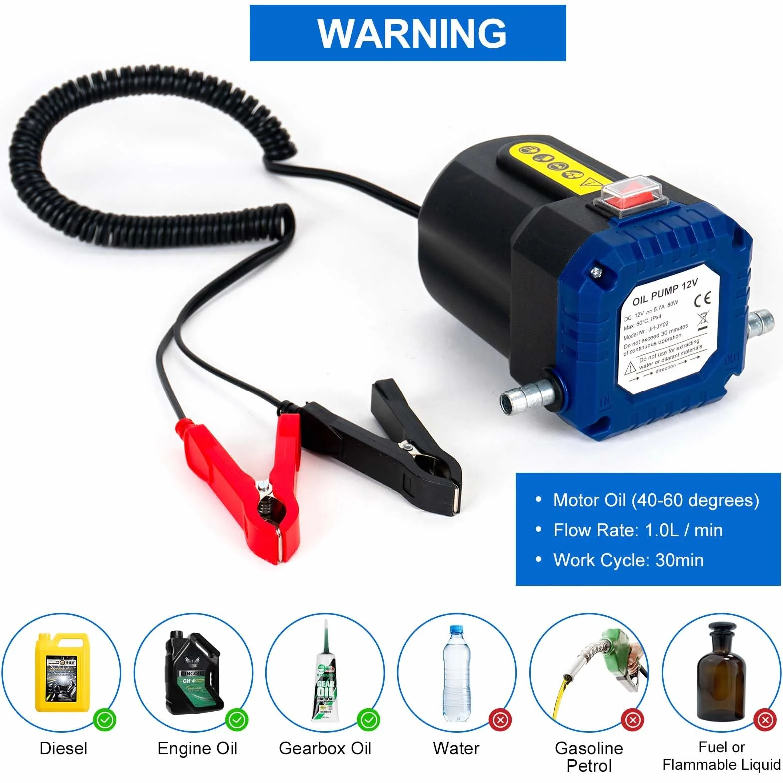 Estrattore di Pompa per Cambio Olio 12V 80W con Tubo