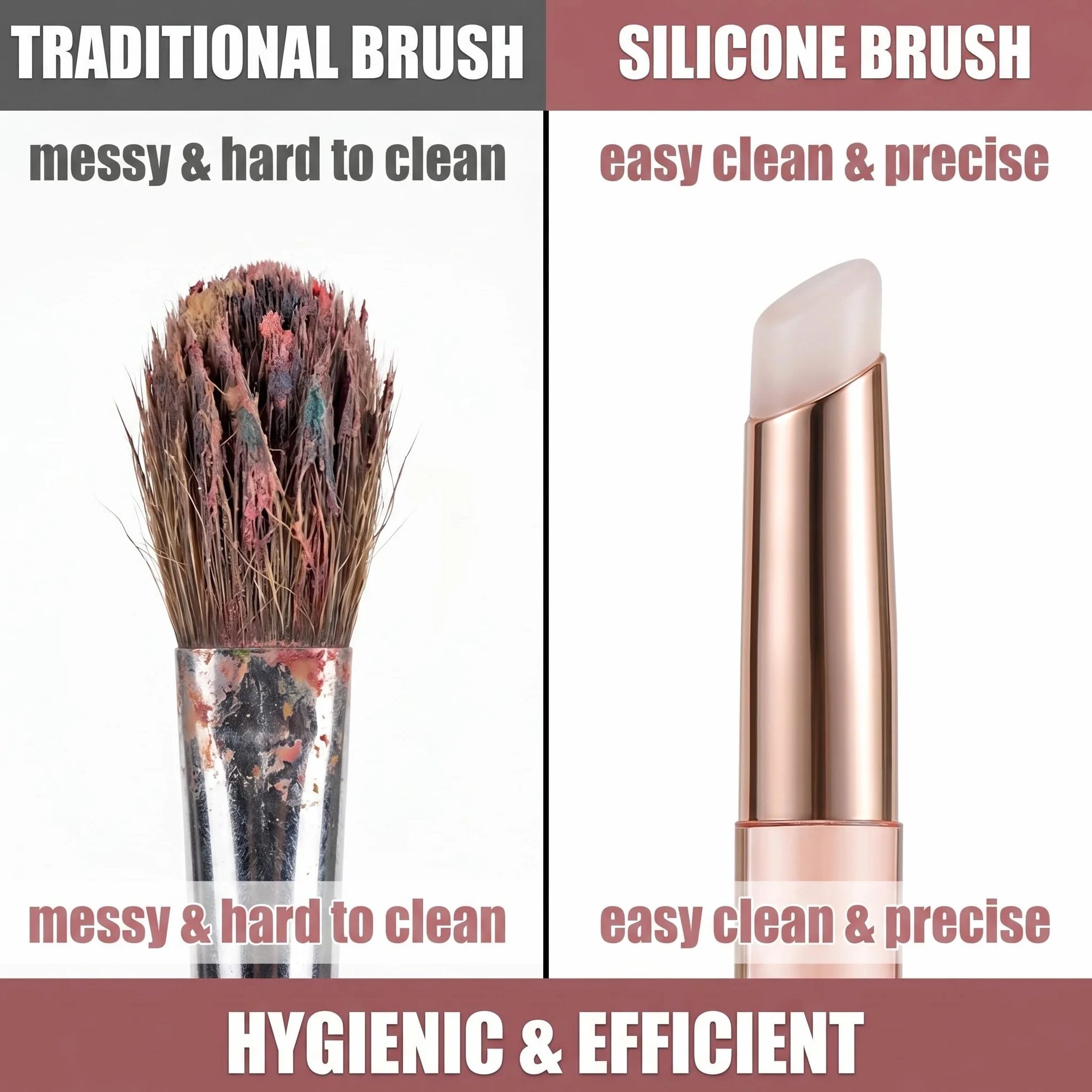 2 Pennello Per Labbra In Silicone multifunzionale con cappuccio, per rossetto, gloss, correttore e unghie, rosa e grigio