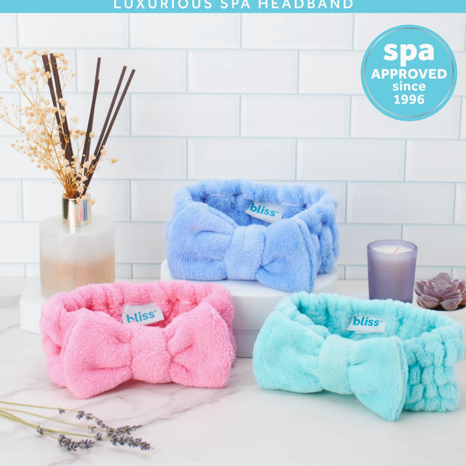 Bliss Fascia da donna per spa – Confezione da 2 fasce in microfibra per lavare il viso, la cura della pelle, il trucco e la fascia per capelli disordinata, accessori per capelli da doccia per donne