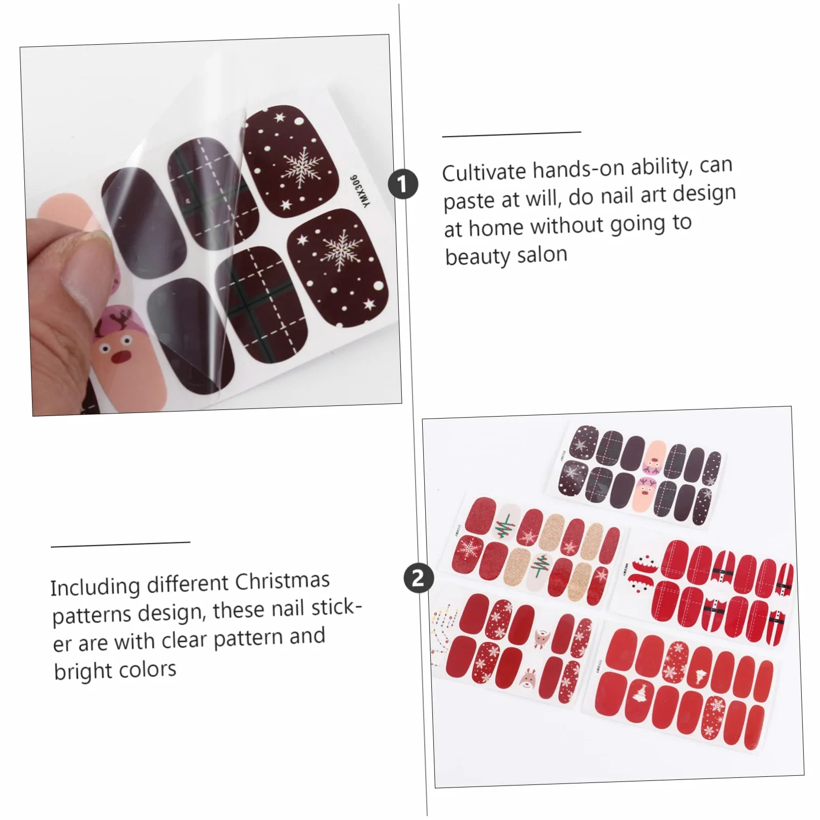 Healvian 30fogli Adesivi Per Unghie Natalizi Auto-adesivi Decorazioni Per Feste Di Natale e Inverno Stile Misto